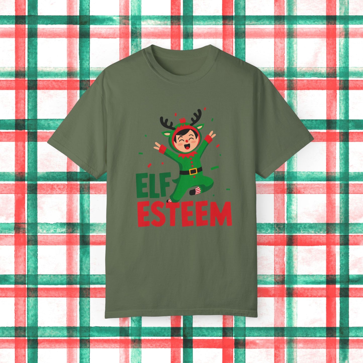 Elf Esteem Christmas T-Shirt, Holiday Cheer Tee, Funny Elf Shirt, Festive Graphic Tee, Xmas Celebration Top, Fun Christmas Gift Idea