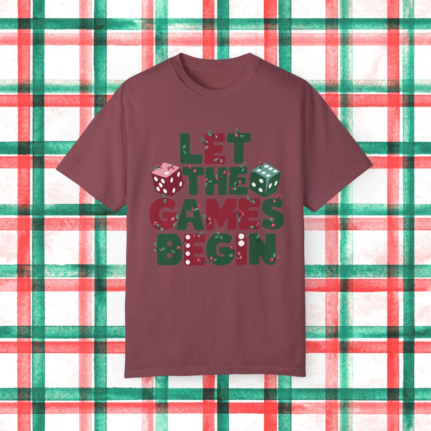 Christmas Board Game T-Shirt, Let the Games Begin Tee, Holiday Family Game Night Shirt, Dice Graphic Tee, Fun Party T-Shirt