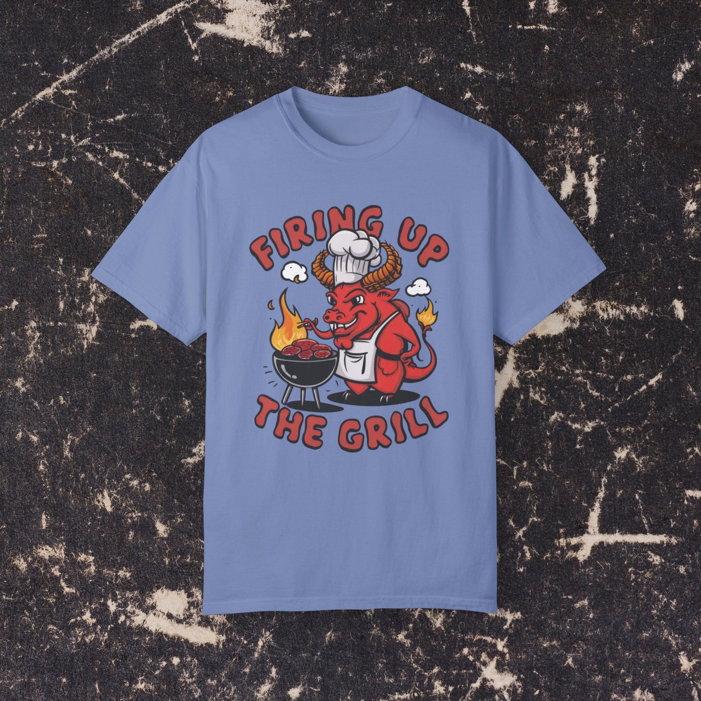 Funny BBQ T-Shirt, Firing Up The Grill Shirt, Grill Master Tee, Chef Demon Graphic Shirt, Summer BBQ Shirt, Cookout T-Shirt