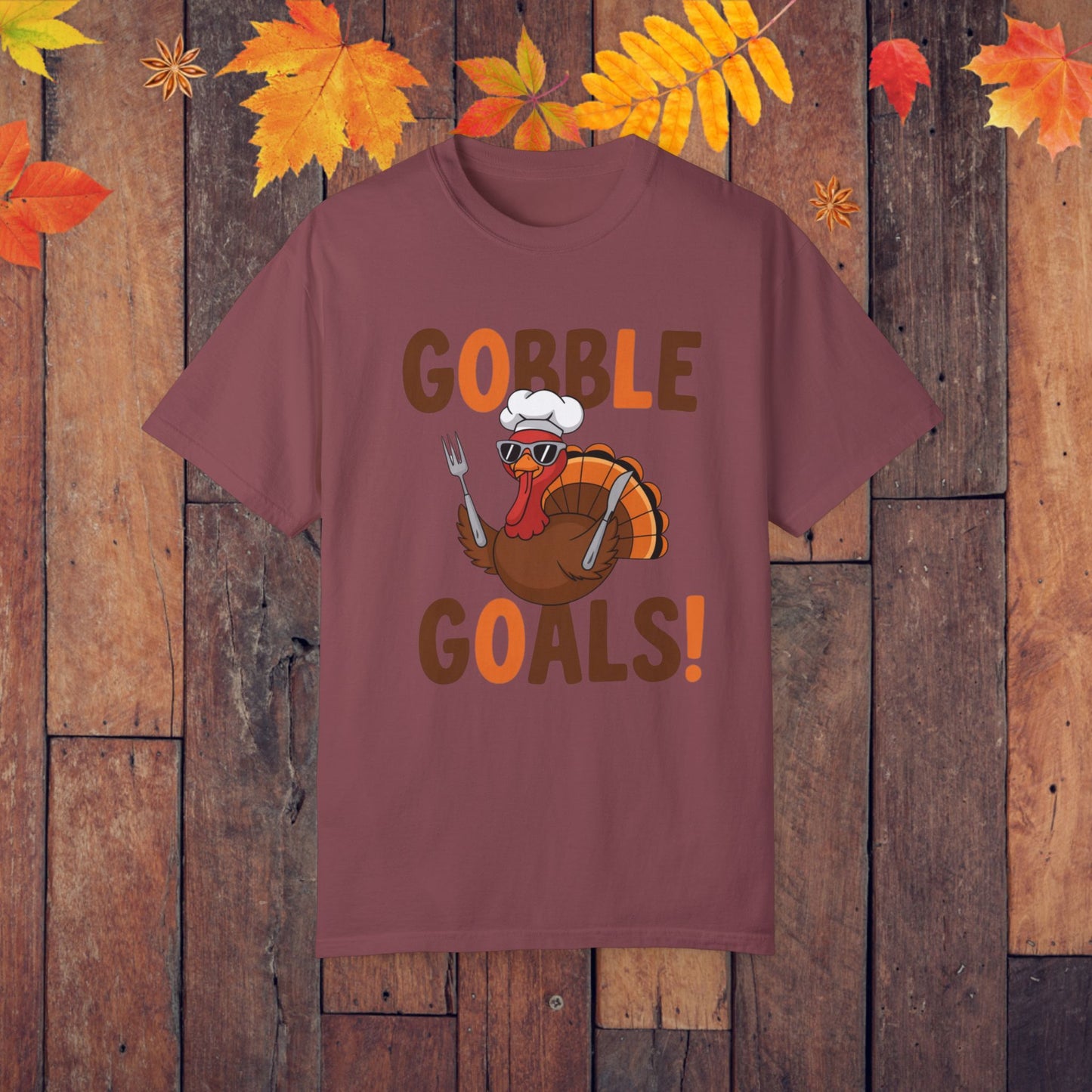 Thanksgiving Turkey Shirt, Gobble Goals Funny Tee, Cute Thanksgiving T-Shirt, Turkey With Forks, Thanksgiving Humor Tee