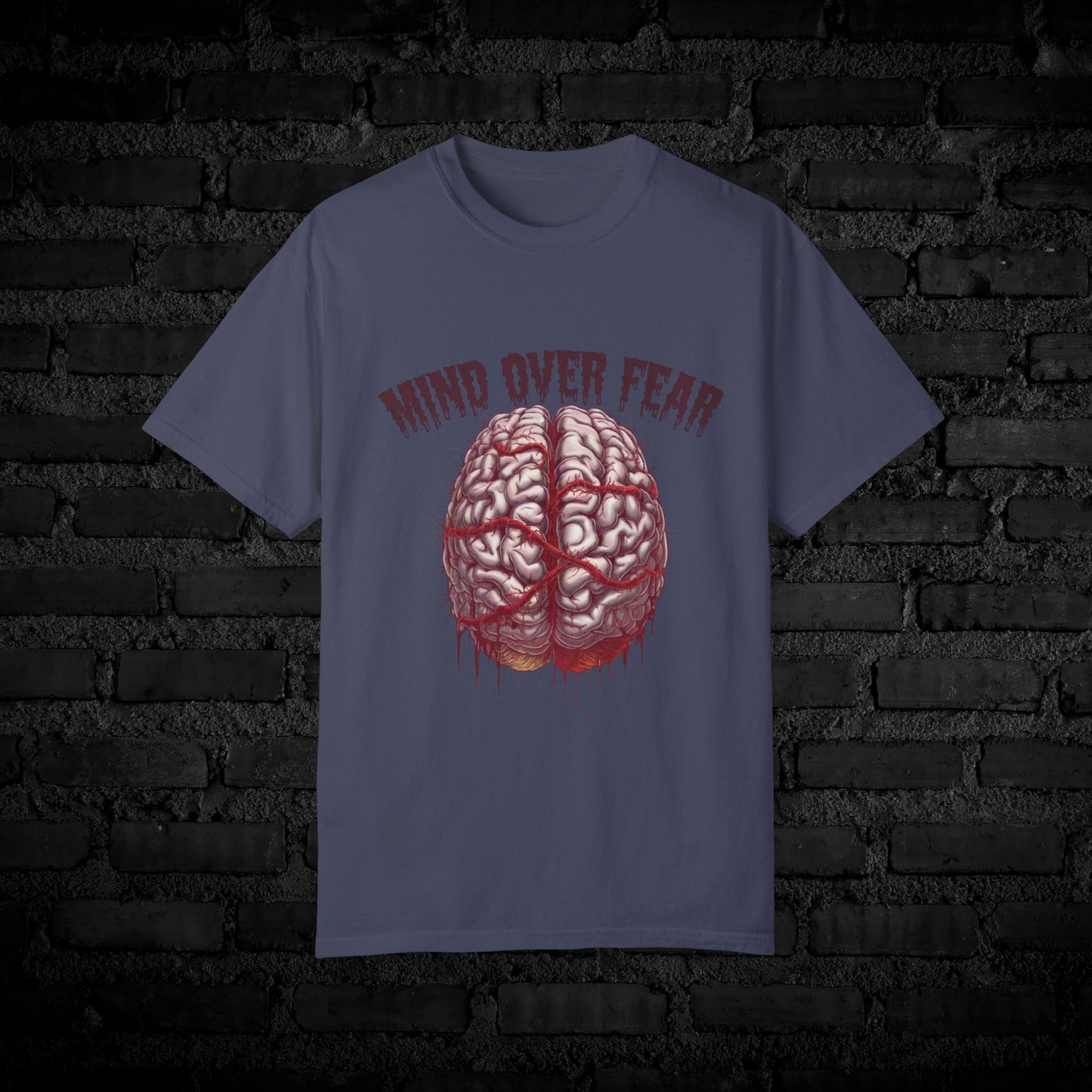 Mind Over Fear Graphic T-Shirt, Motivational Tee, Inspirational Brain Design, Positive Thinking Shirt, Fearless Attire, Unique Gift