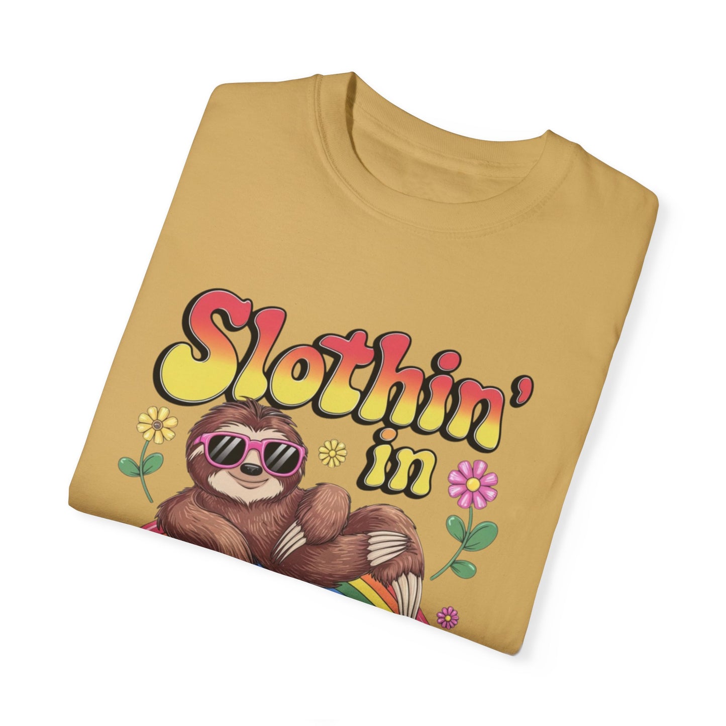 Funny Sloth T-Shirt, Slothin' in Peace Graphic Tee, Cute Sloth Shirt, Rainbow T-Shirt, Sloth Lover Gift, Cute Animal Shirt