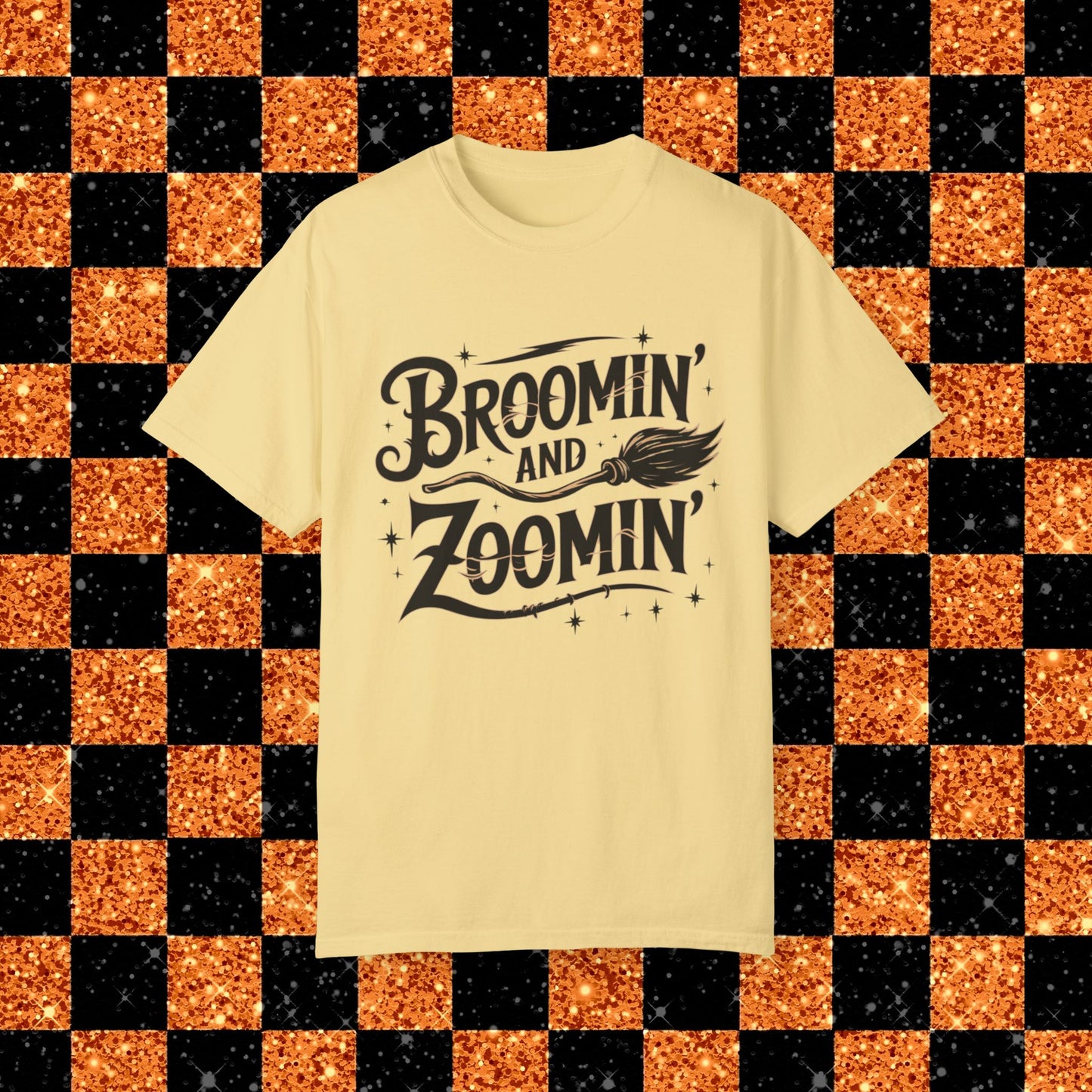 Broomin and Zoomin T-Shirt Custom Witchy Graphic Tee Halloween Witchcraft Shirt Magic Broomstick Gift for Witch Lovers Vintage