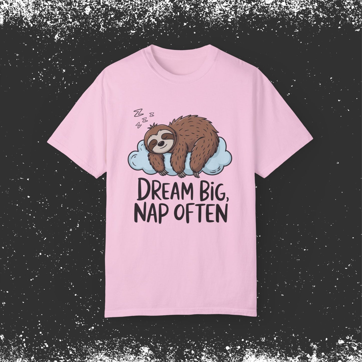 Cute Sloth T-Shirt Dream Big Nap Often Graphic Tee Funny Lazy Sloth Shirt Animal Lover Gift Relaxing Sleepy Sloth Print