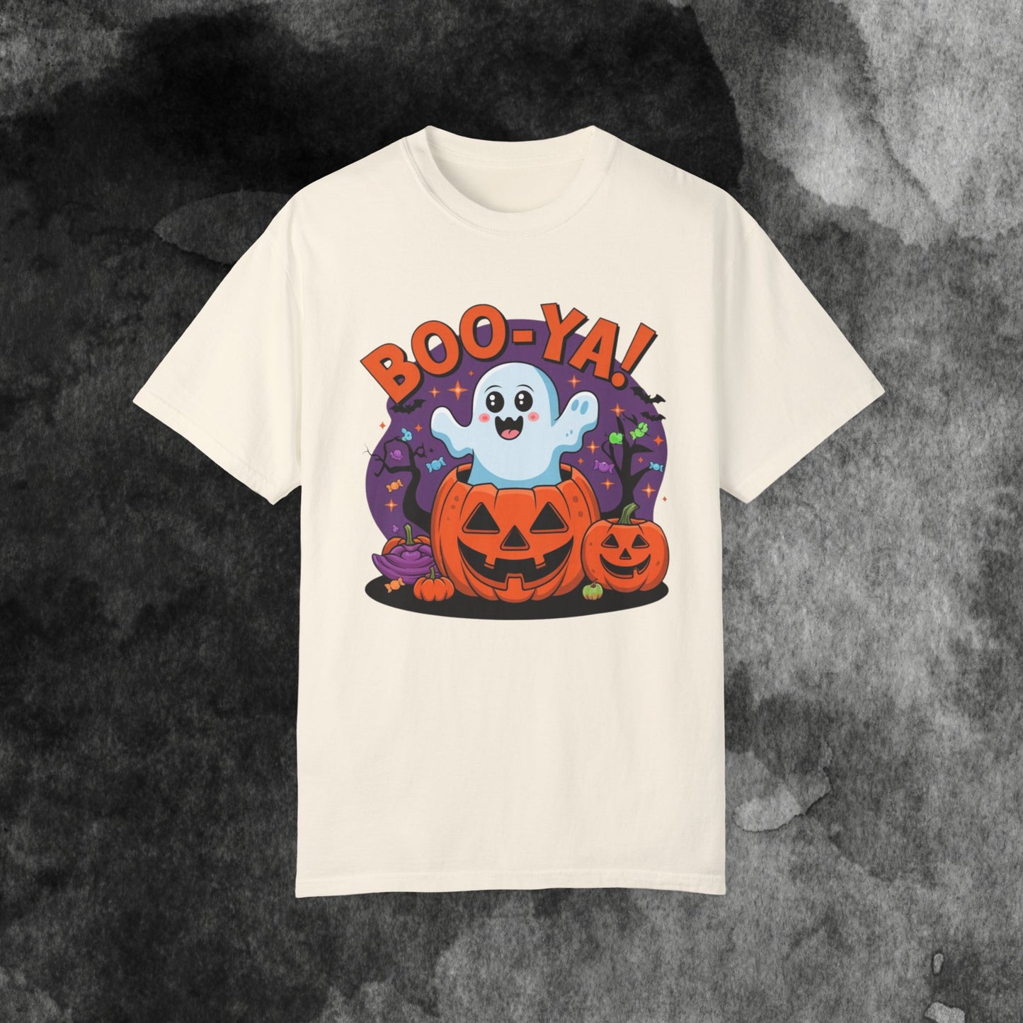 Cute Ghost Halloween T-Shirt, Boo-Ya Pumpkin Design, Spooky Halloween Shirt, Funny Ghost Tee, Halloween Party Shirt, Ghost Pumpkin Tee