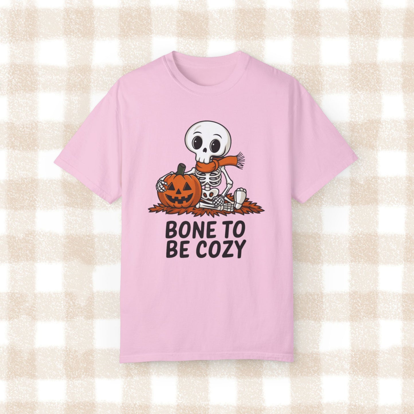 Cute Skeleton Halloween T-Shirt, Bone to Be Cozy Funny Pumpkin Tee, Cozy Halloween Shirt, Cute Fall Outfit, Halloween Party Wear