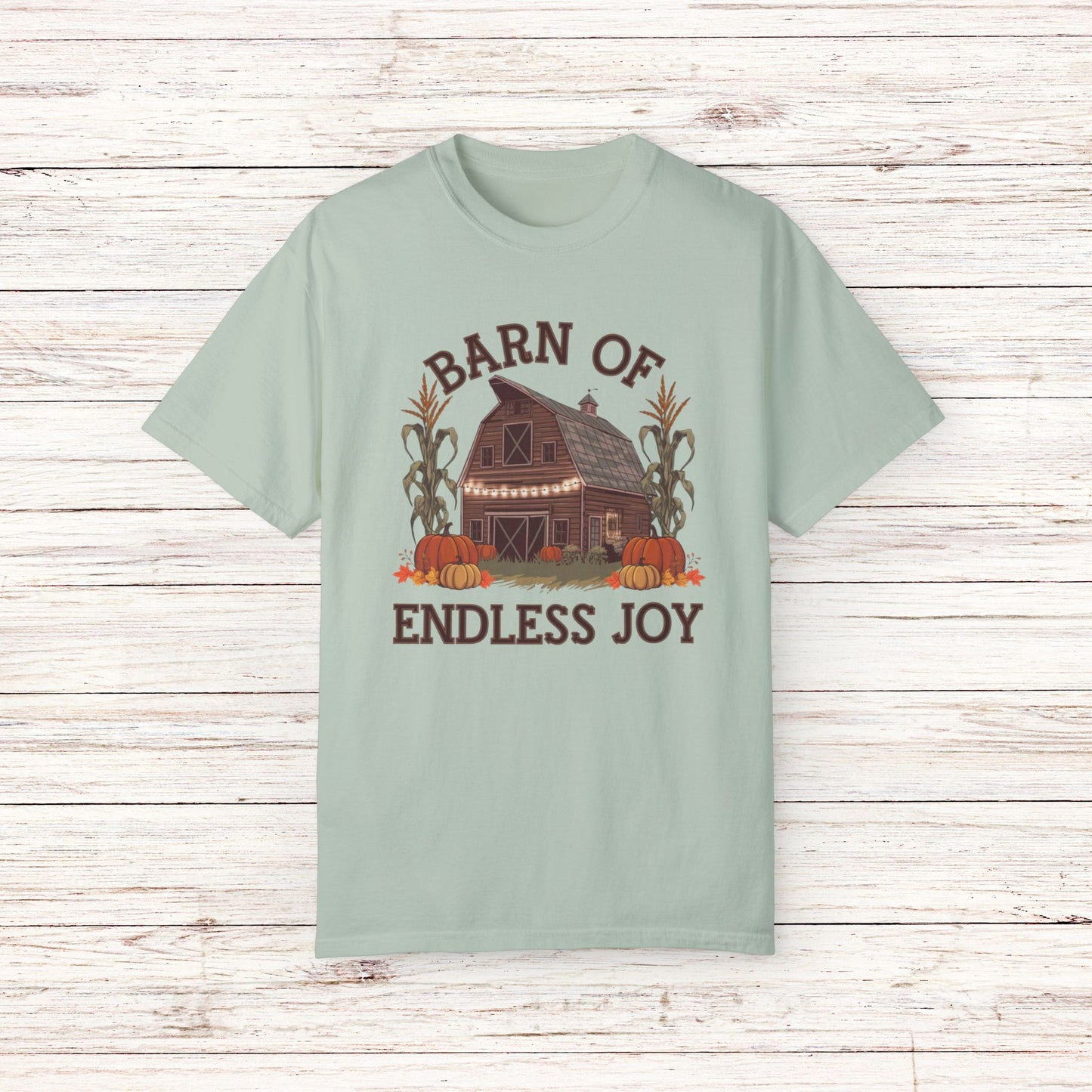 Vintage Farmhouse Barn of Endless Joy Graphic, Fall Harvest Pumpkin Patch T-Shirt, Retro Autumn Country Life Tee