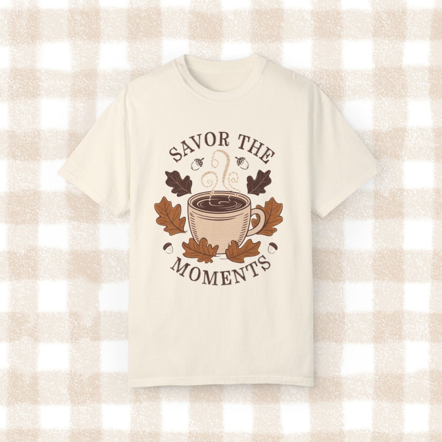 Savor the Moments Coffee Art T-Shirt, Fall Season T-Shirt, Cozy Autumn Tee, Comfortable Everyday Wear, Stylish Casual Top