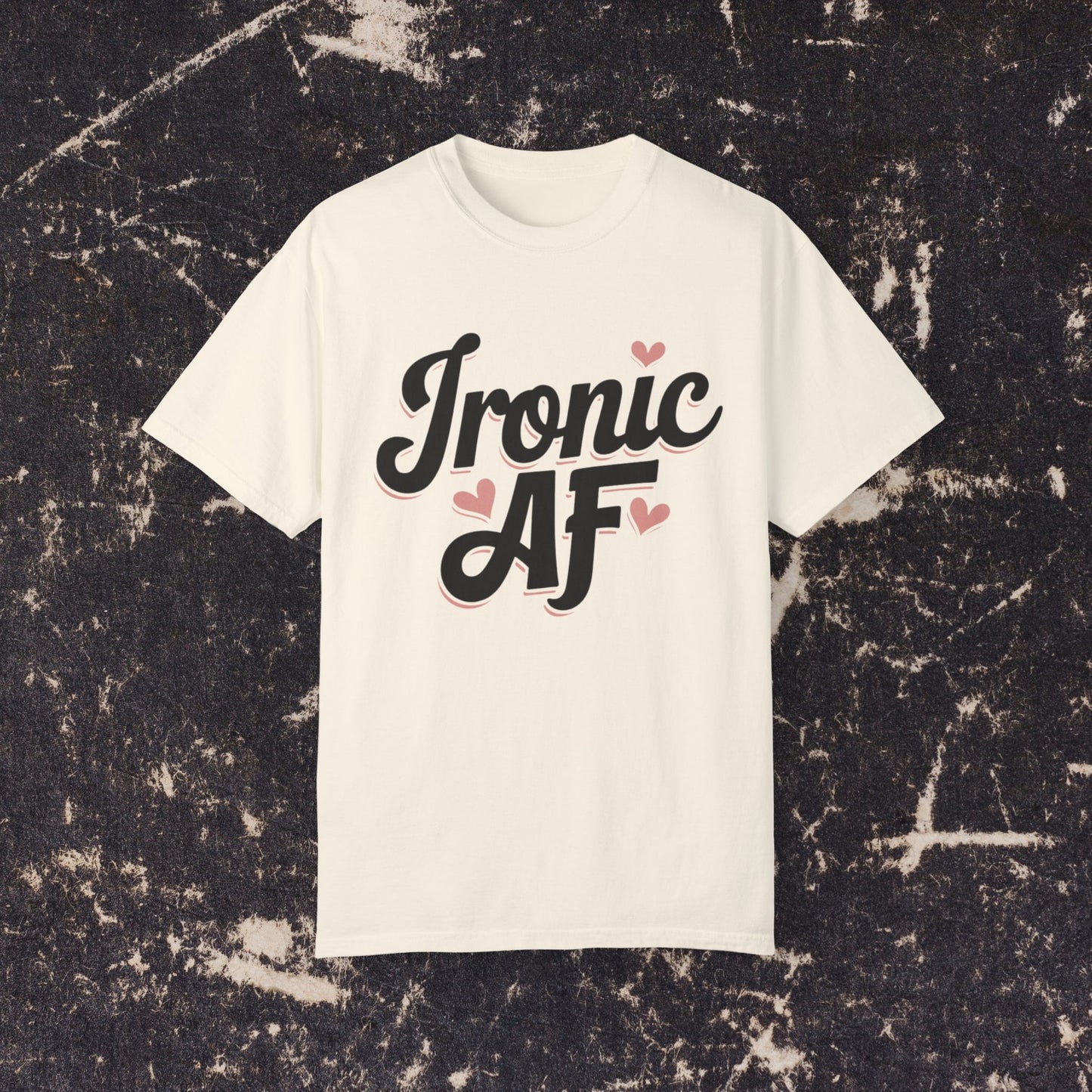 Ironic AF Shirt Funny Graphic Tee Casual Humor T-Shirt Trendy Quote Top Cute Love Hearts Design Apparel Gift