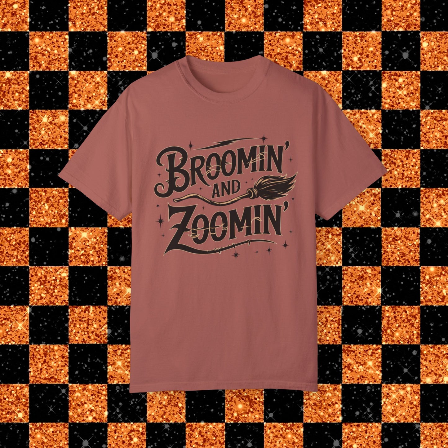 Broomin and Zoomin T-Shirt Custom Witchy Graphic Tee Halloween Witchcraft Shirt Magic Broomstick Gift for Witch Lovers Vintage