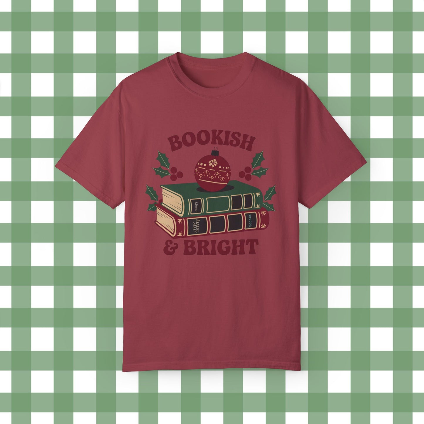 Festive Bookish and Bright Graphic Tee, Christmas Book Lover Shirt, Holiday Reading T Shirt, Cute Xmas Bookworm Top, Gift for Readers