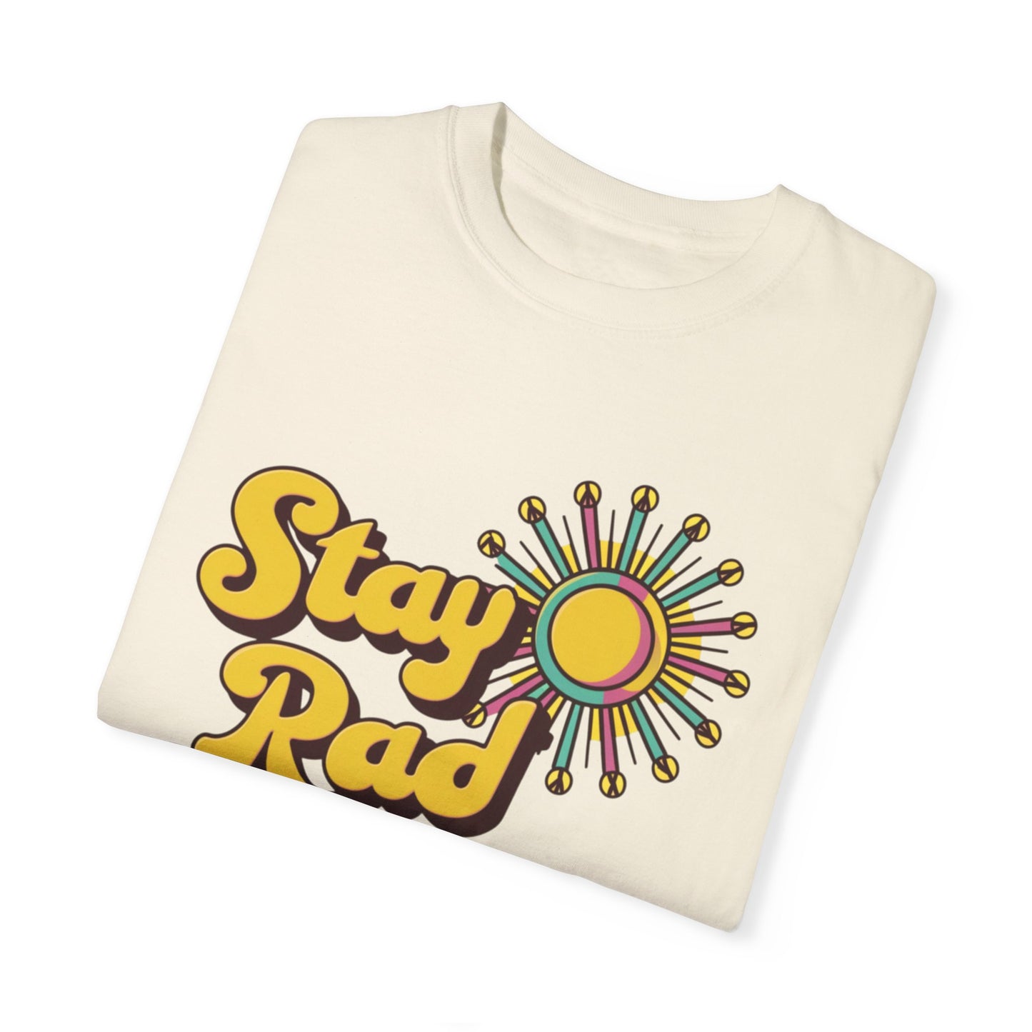 Stay Rad Retro Sunshine Graphic T-Shirt, Vintage Style Tee, Positive Vibes Summer Shirt, Fun Casual Outfit, Groovy Statement Top