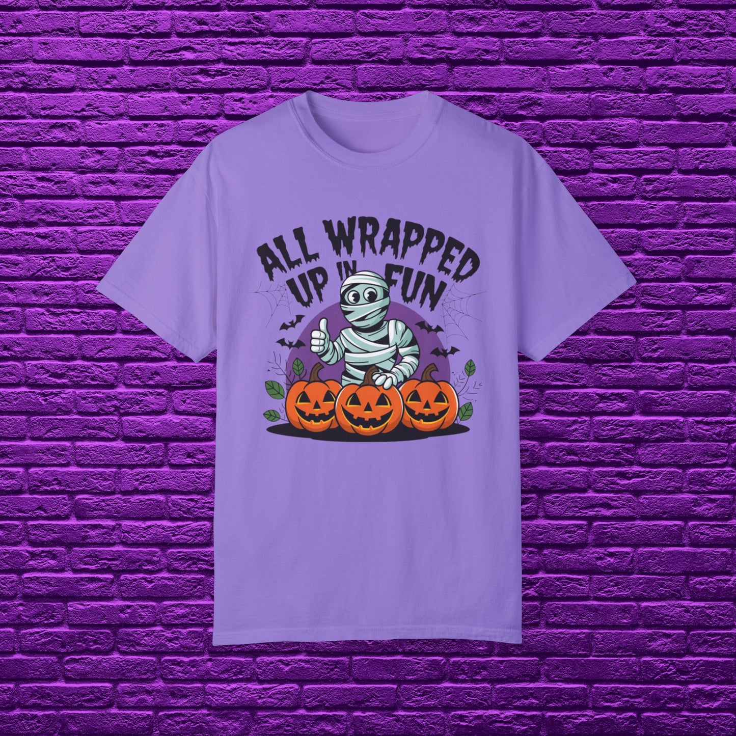 Mummy Halloween T-Shirt, All Wrapped Up In Fun Shirt, Funny Halloween Tee, Cute Halloween Mummy Design, Pumpkin Halloween Shirt