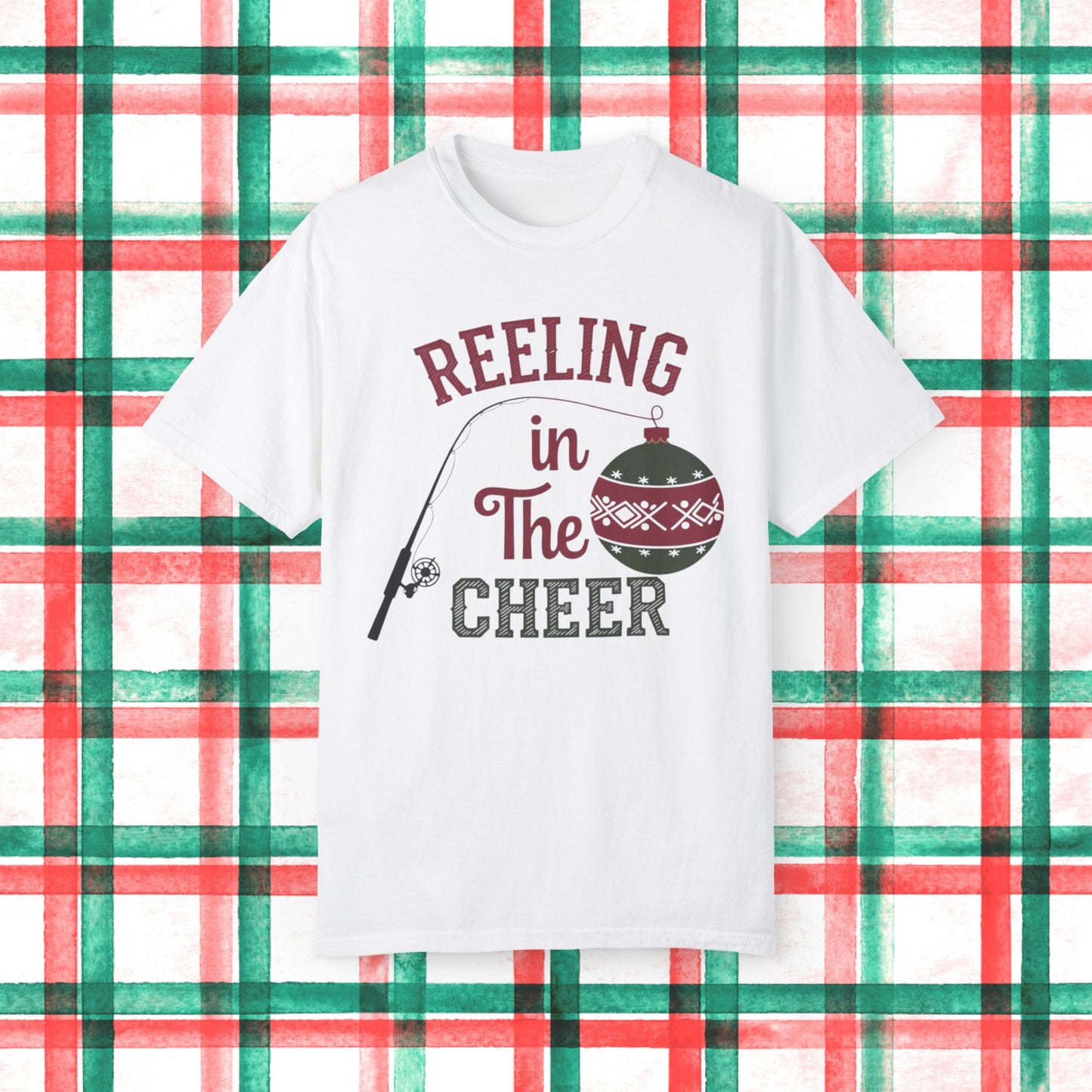 Reeling in The Cheer Fishing Christmas T-Shirt, Funny Holiday Fishing Tee, Christmas Gift for Fishermen, Xmas Fishing Shirt