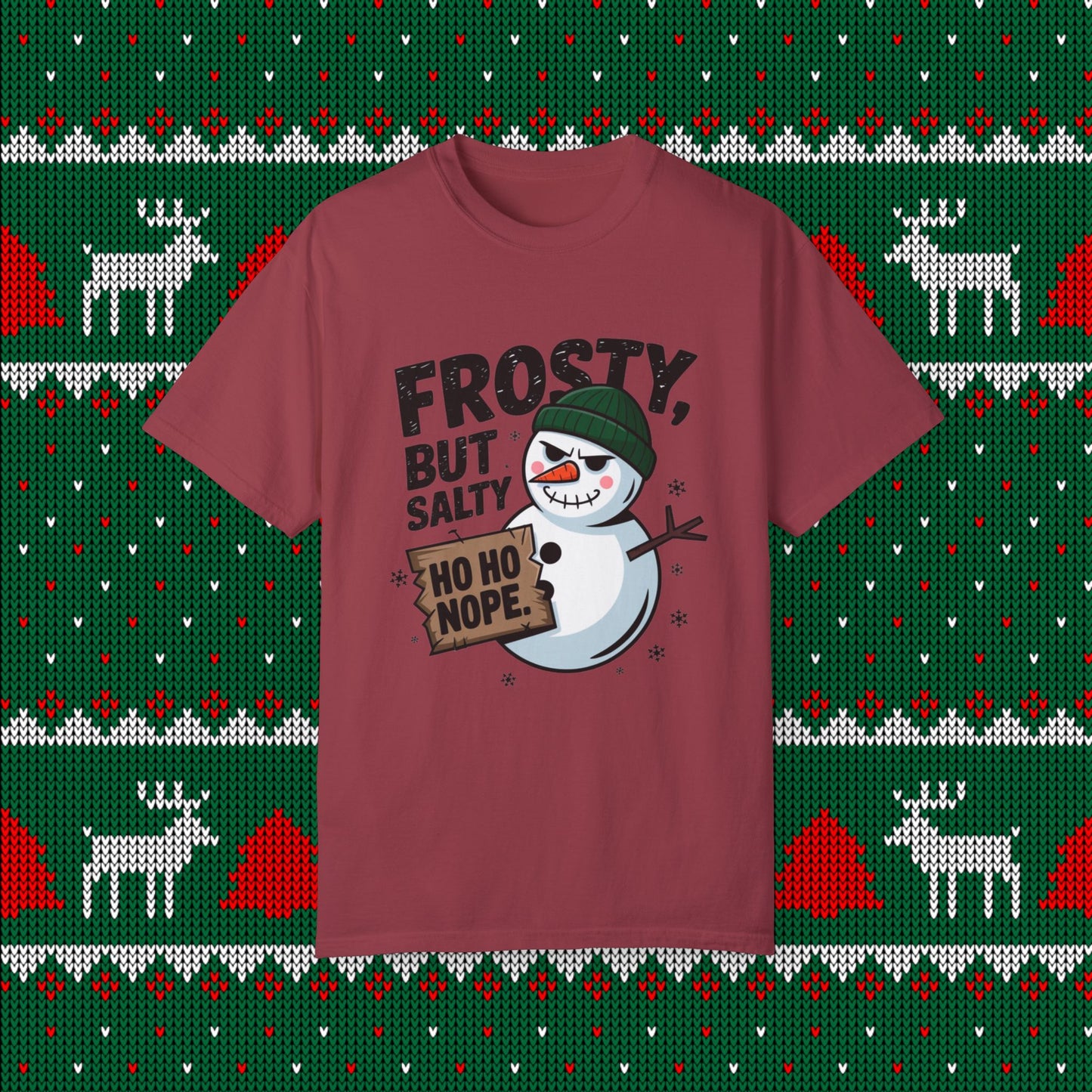 Frosty But Salty Shirt, Funny Snowman Graphic Tee, Ho Ho Nope Christmas Shirt, Winter Holiday Humor T-Shirt, Seasonal Novelty Gift