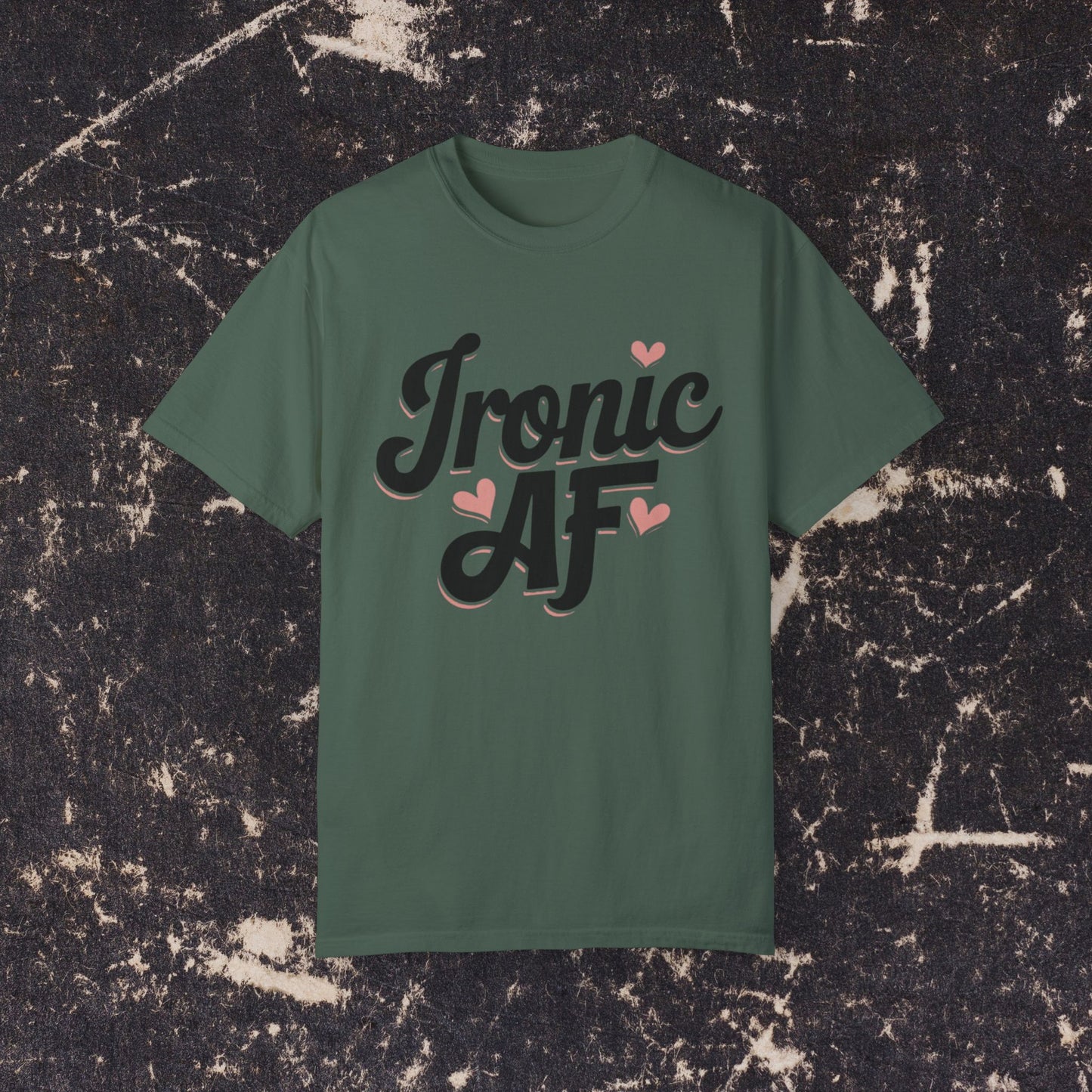 Ironic AF Shirt Funny Graphic Tee Casual Humor T-Shirt Trendy Quote Top Cute Love Hearts Design Apparel Gift