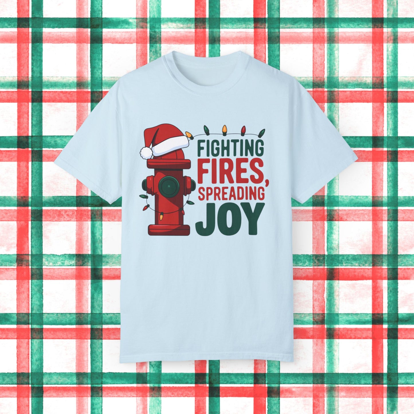 Funny Christmas Firefighter Shirt, Fighting Fires Spreading Joy T-Shirt, Firefighter Xmas Gift, Holiday Firefighter Tee