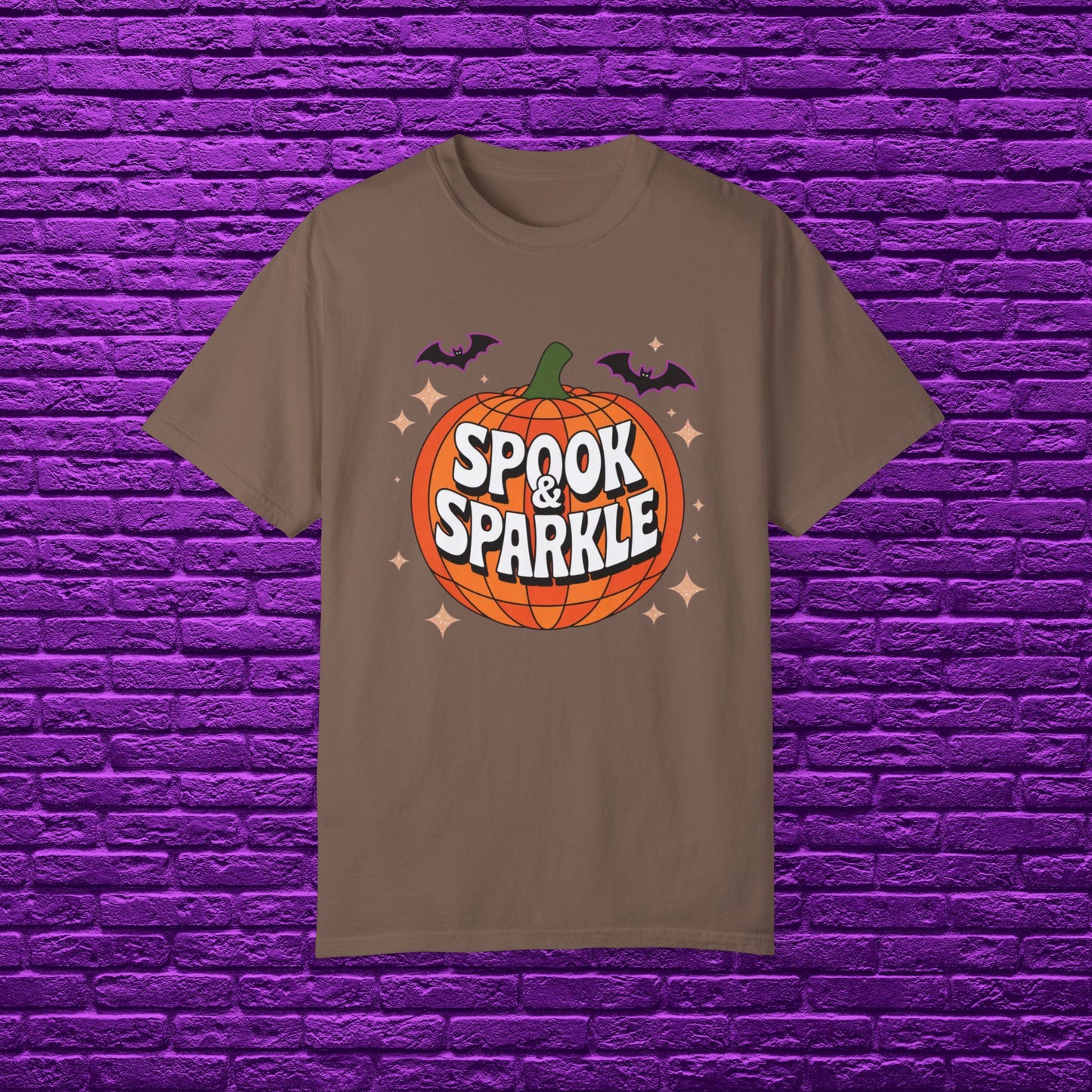 Halloween Pumpkin Spook and Sparkle T-Shirt, Cute Halloween Shirt with Pumpkin and Bats, Halloween Holiday Tee for Spooky Season