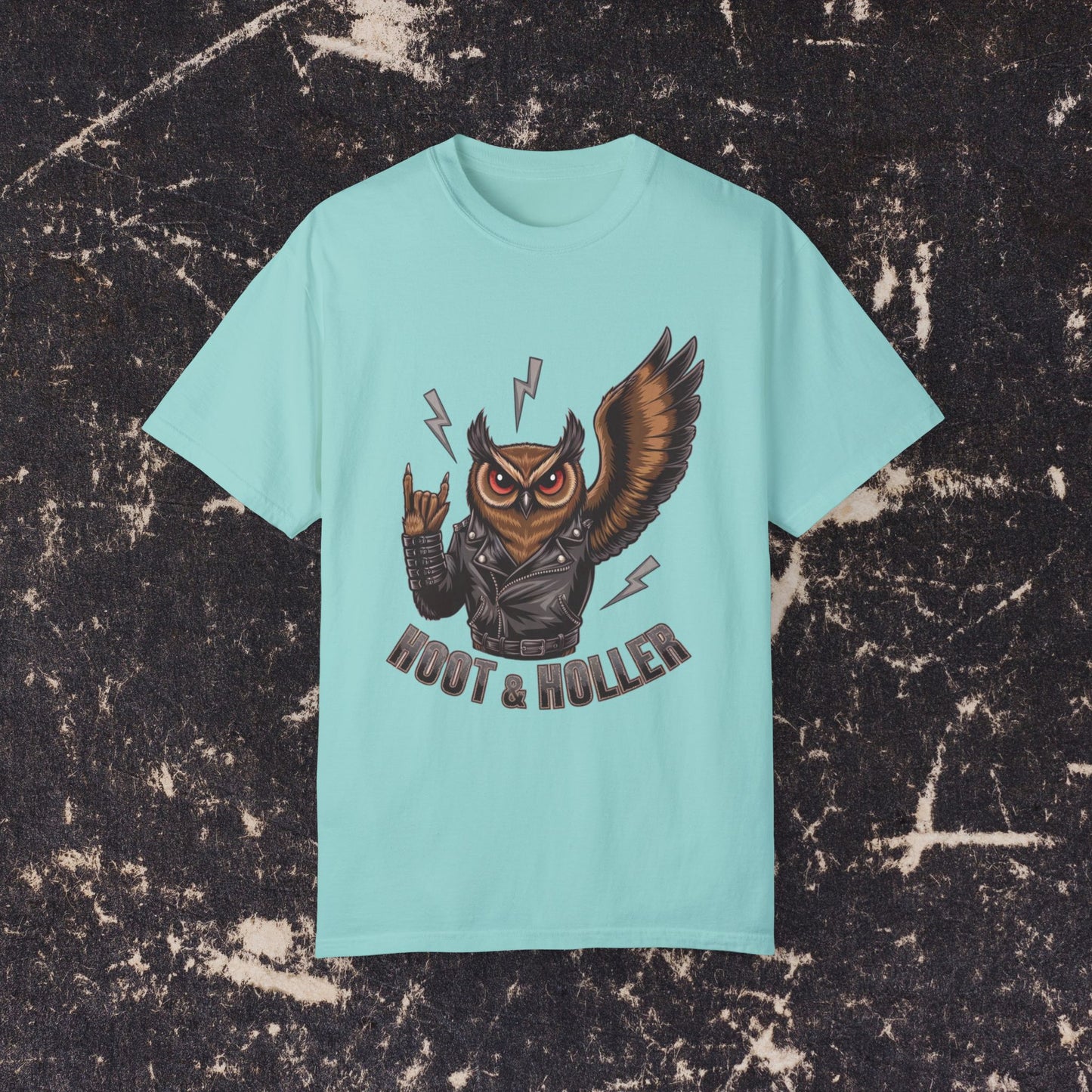 Funny Owl Graphic Tee, Hoot and Holler T-Shirt, Rock N Roll Owl Shirt, Cute Owl Illustration, Funny Animal Graphic Tee