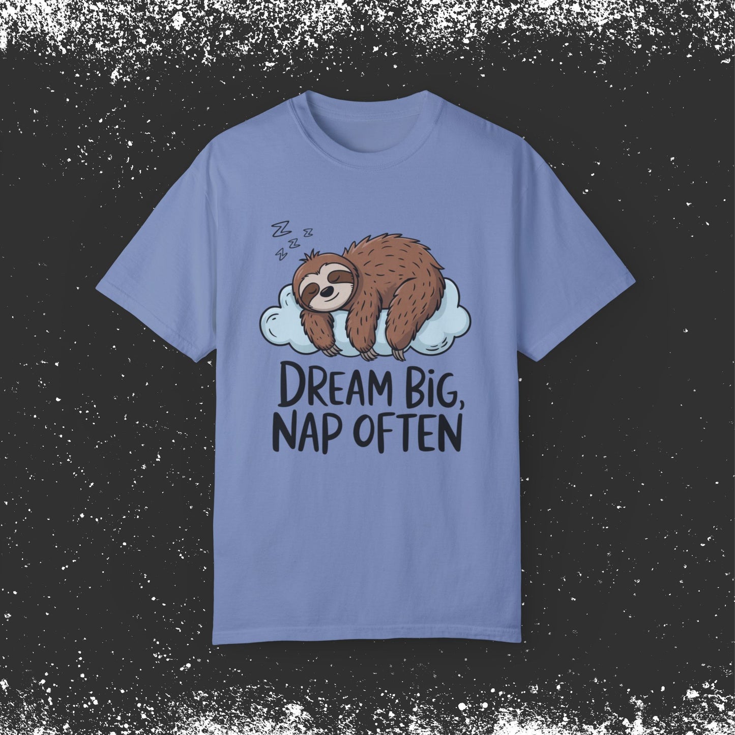 Cute Sloth T-Shirt Dream Big Nap Often Graphic Tee Funny Lazy Sloth Shirt Animal Lover Gift Relaxing Sleepy Sloth Print