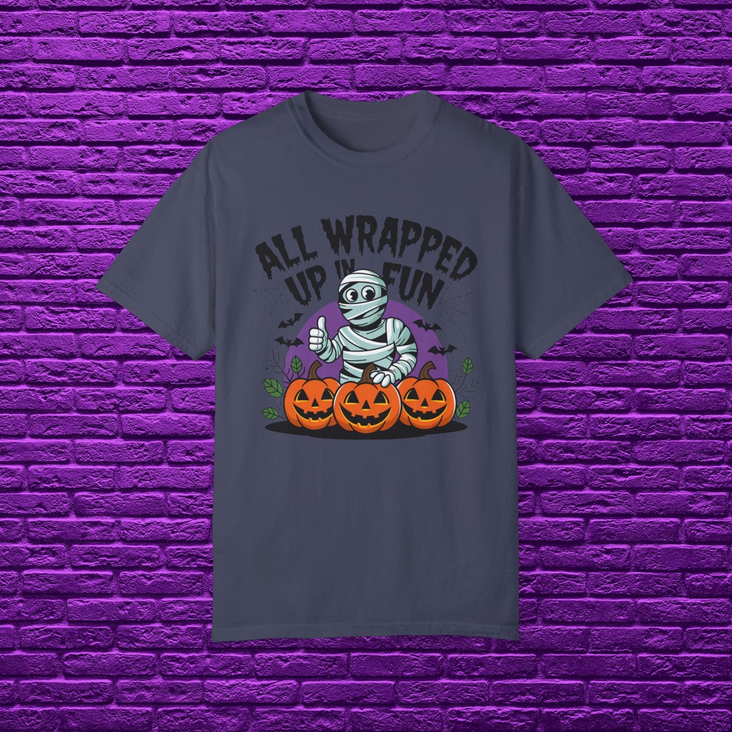 Mummy Halloween T-Shirt, All Wrapped Up In Fun Shirt, Funny Halloween Tee, Cute Halloween Mummy Design, Pumpkin Halloween Shirt