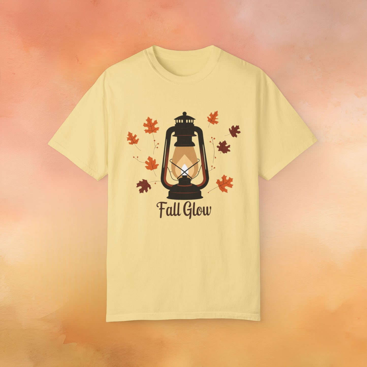 Fall Glow Lantern Graphic Tee, Autumn Lantern T-Shirt, Cute Fall Leaves Shirt, Cozy Fall Vibes Tee, Autumn Season T-Shirt