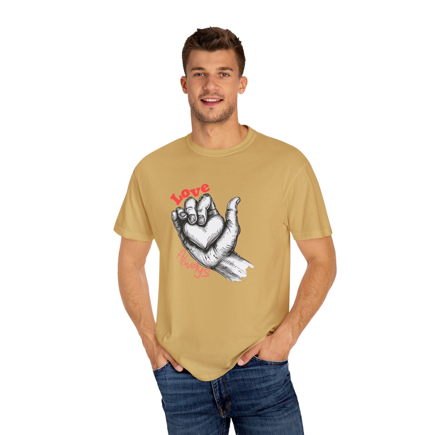 Love Always Hand Holding Heart Graphic Shirt, Unique Romantic T-Shirt, Heartwarming Love Tee, Thoughtful Gift for Loved Ones