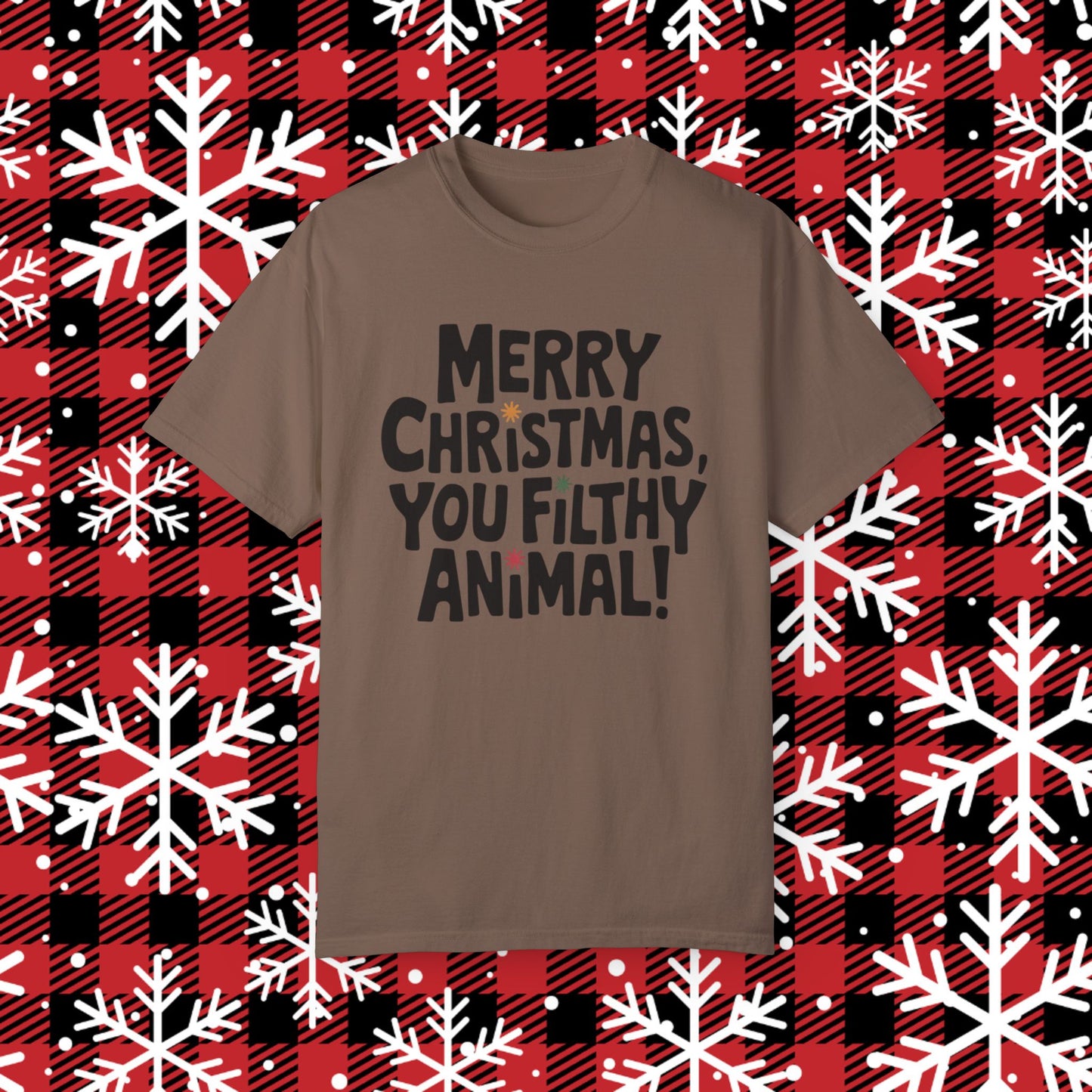 Merry Christmas You Filthy Animal T-Shirt, Funny Christmas T-Shirt, Holiday Graphic Tee, Christmas Movie Quote Shirt