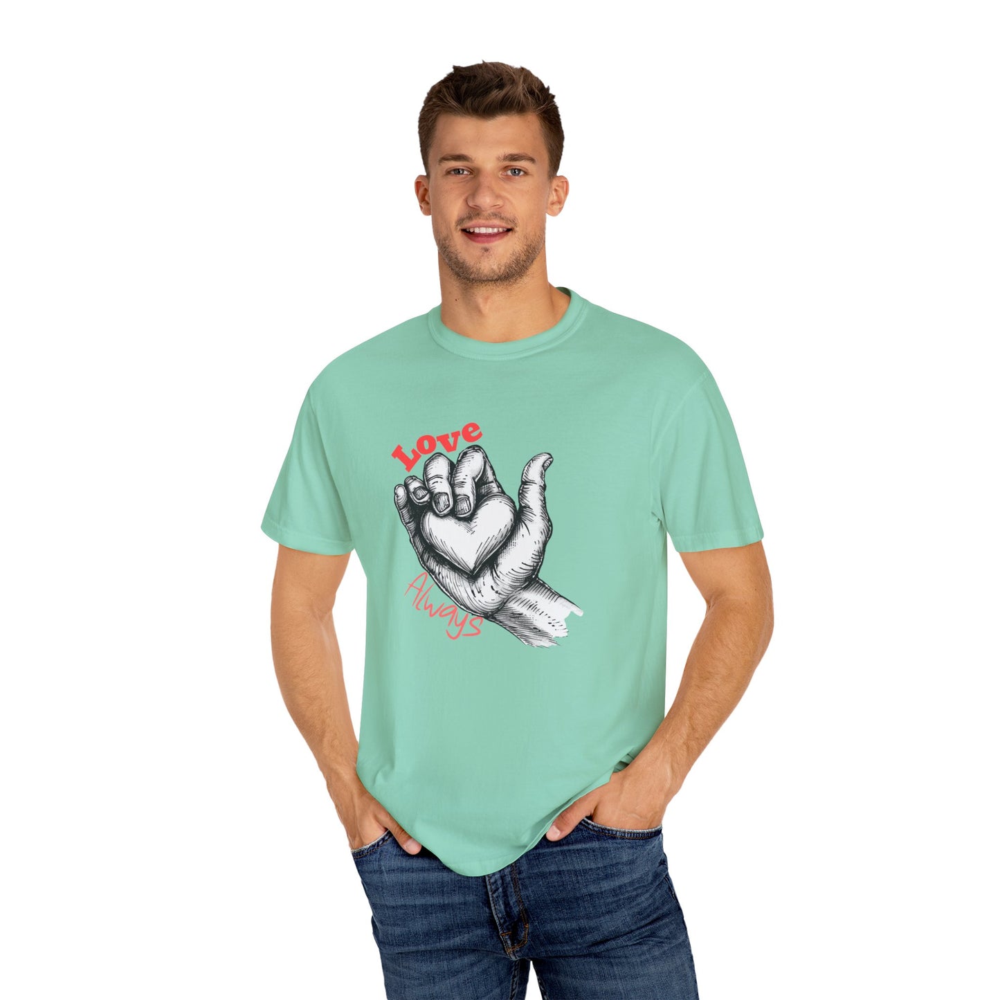 Love Always Hand Holding Heart Graphic Shirt, Unique Romantic T-Shirt, Heartwarming Love Tee, Thoughtful Gift for Loved Ones