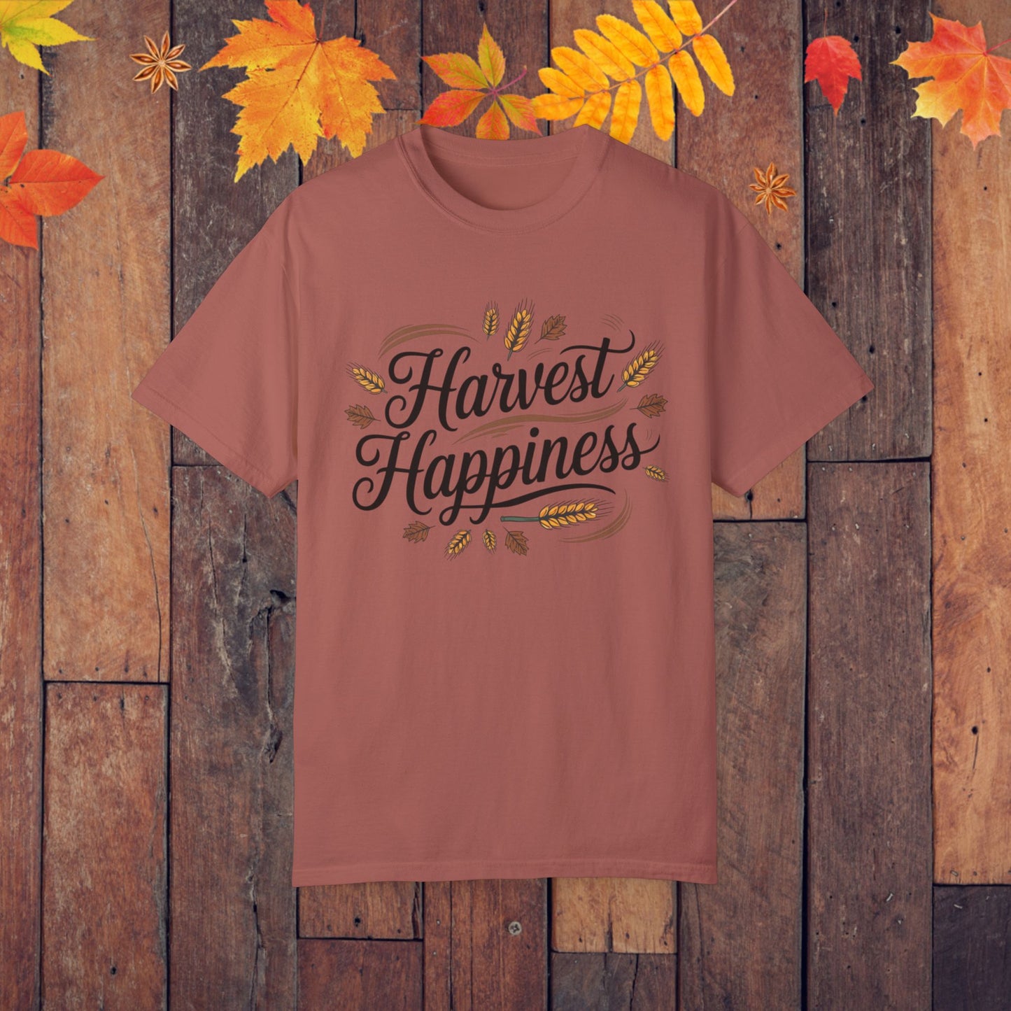 Harvest Happiness T-Shirt, Fall Themed Tee, Thanksgiving T-Shirt, Autumn Vibes Top, Rustic Harvest Shirt, Cozy Fall T-Shirt