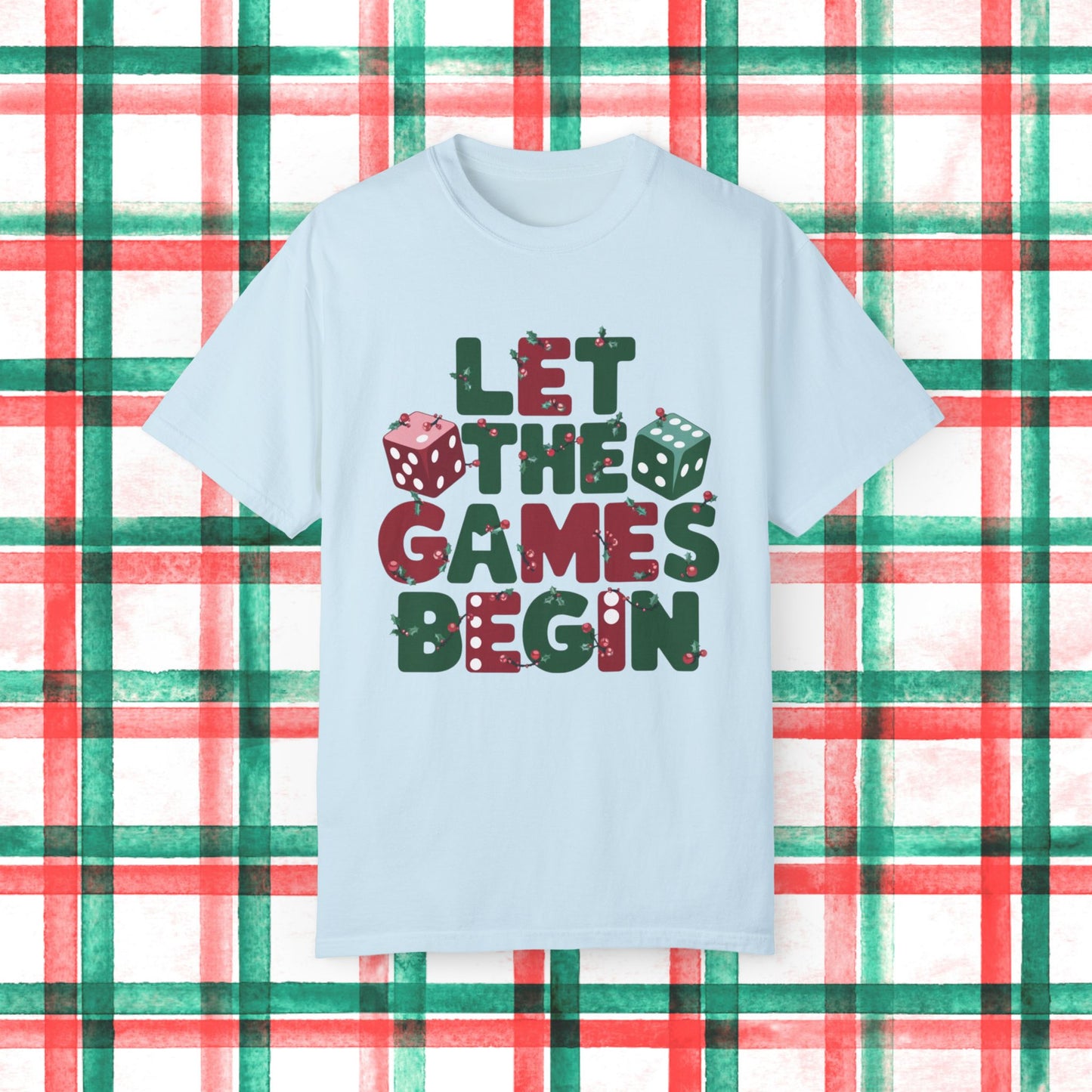 Christmas Board Game T-Shirt, Let the Games Begin Tee, Holiday Family Game Night Shirt, Dice Graphic Tee, Fun Party T-Shirt