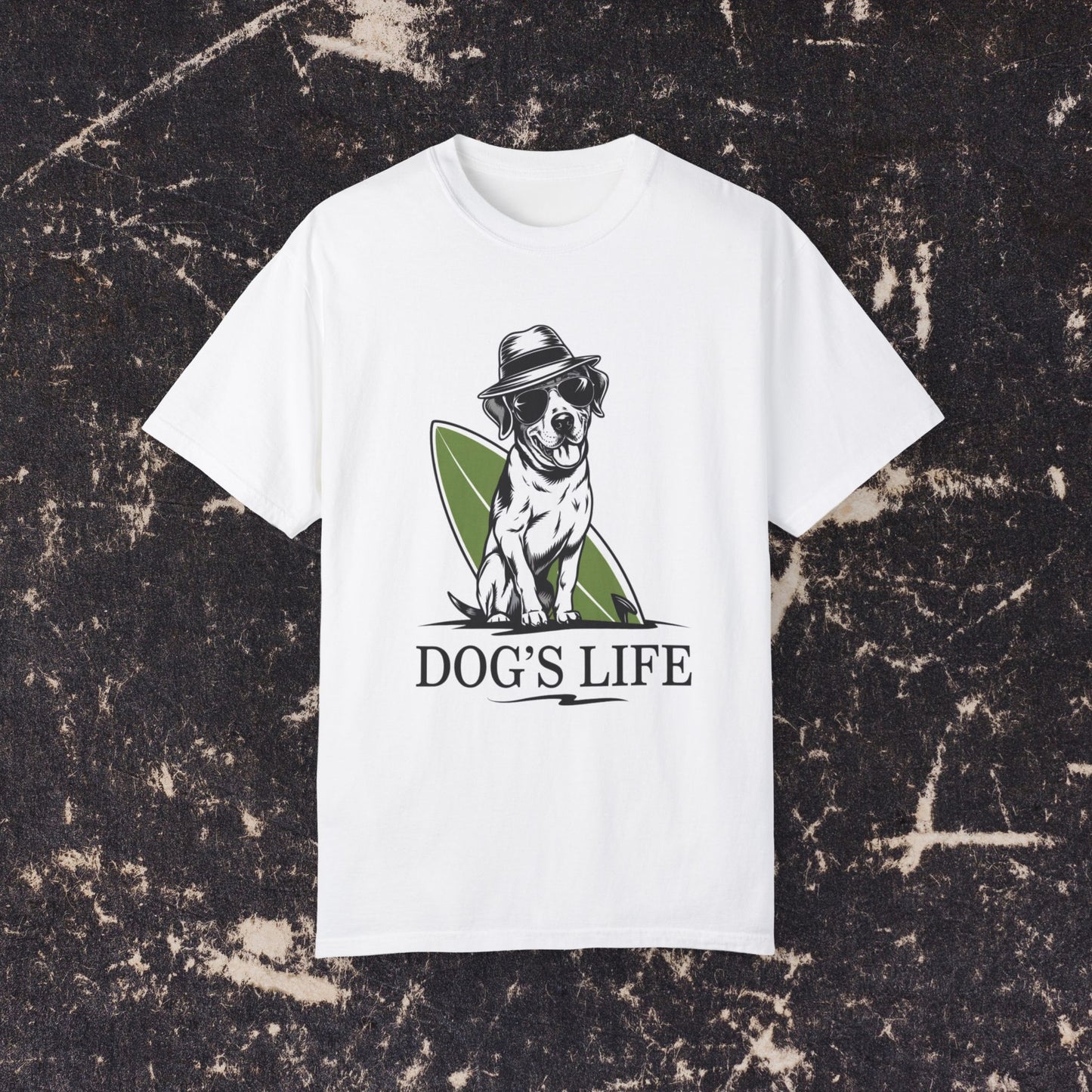 Cool Dog with Sunglasses and Hat Graphic T-Shirt, Dog's Life Casual Wear, Graphic Tee for Dog Lovers, Fun and Stylish Shirt