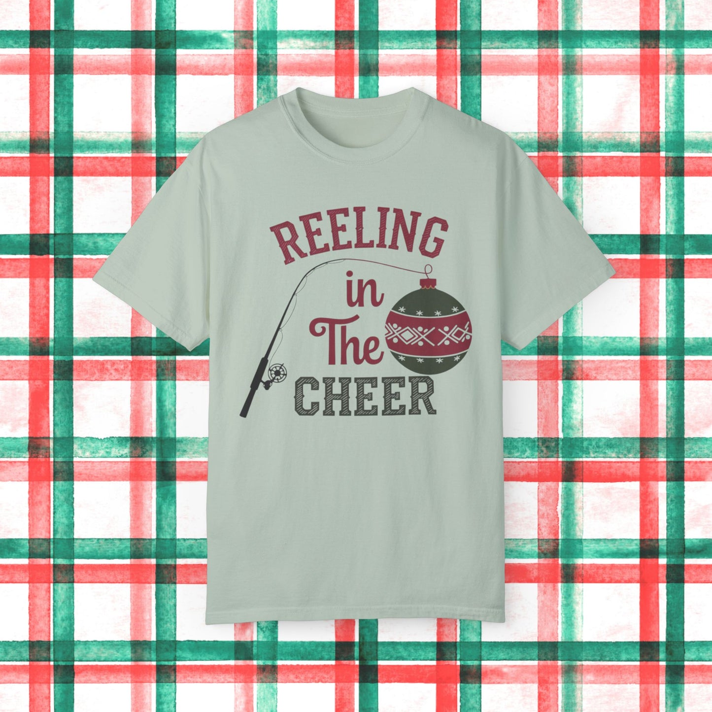 Reeling in The Cheer Fishing Christmas T-Shirt, Funny Holiday Fishing Tee, Christmas Gift for Fishermen, Xmas Fishing Shirt