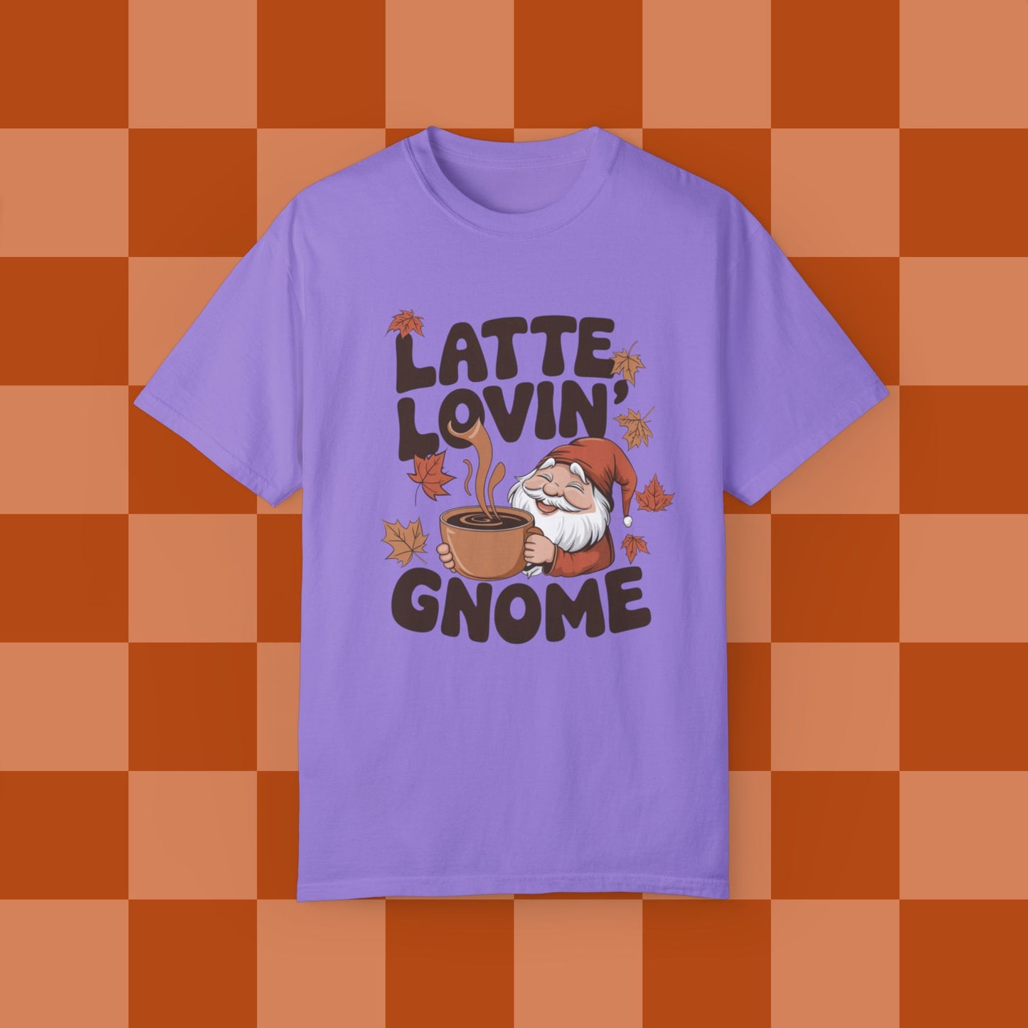 Latte Lovin Gnome T-Shirt Cute Coffee Lover Shirt Fall Gnome Graphic Tee Latte Lover TShirt Gift for Coffee Enthusiasts