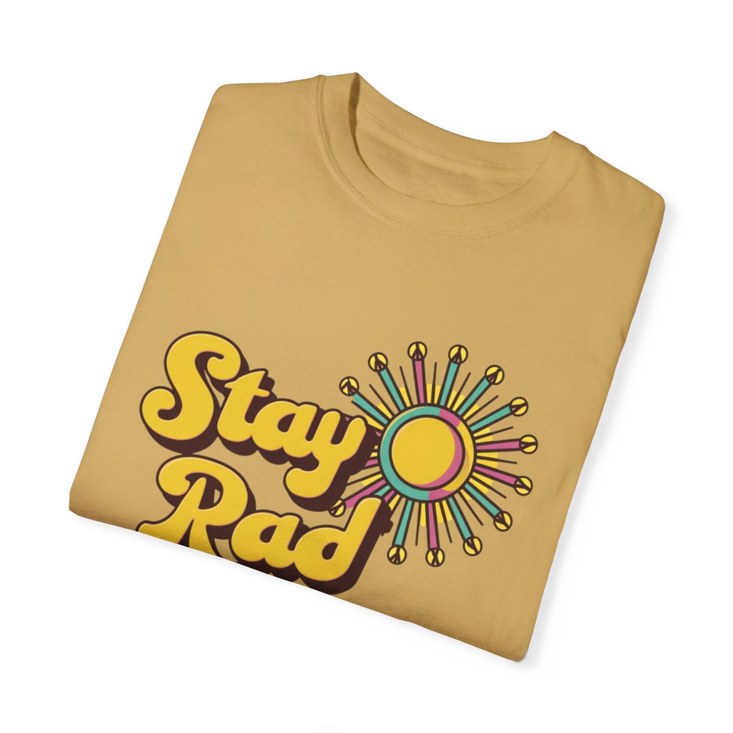 Stay Rad Retro Sunshine Graphic T-Shirt, Vintage Style Tee, Positive Vibes Summer Shirt, Fun Casual Outfit, Groovy Statement Top