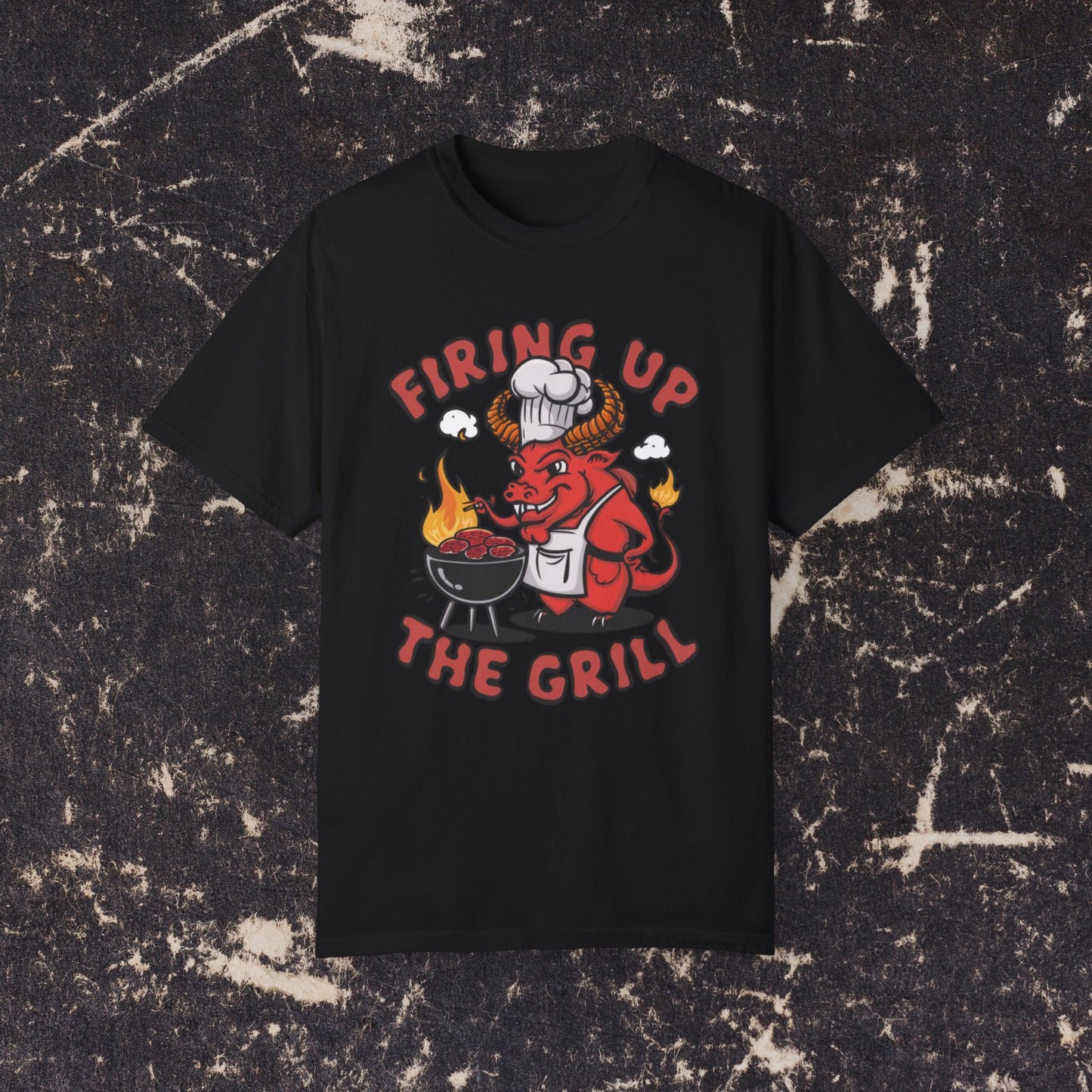 Funny BBQ T-Shirt, Firing Up The Grill Shirt, Grill Master Tee, Chef Demon Graphic Shirt, Summer BBQ Shirt, Cookout T-Shirt