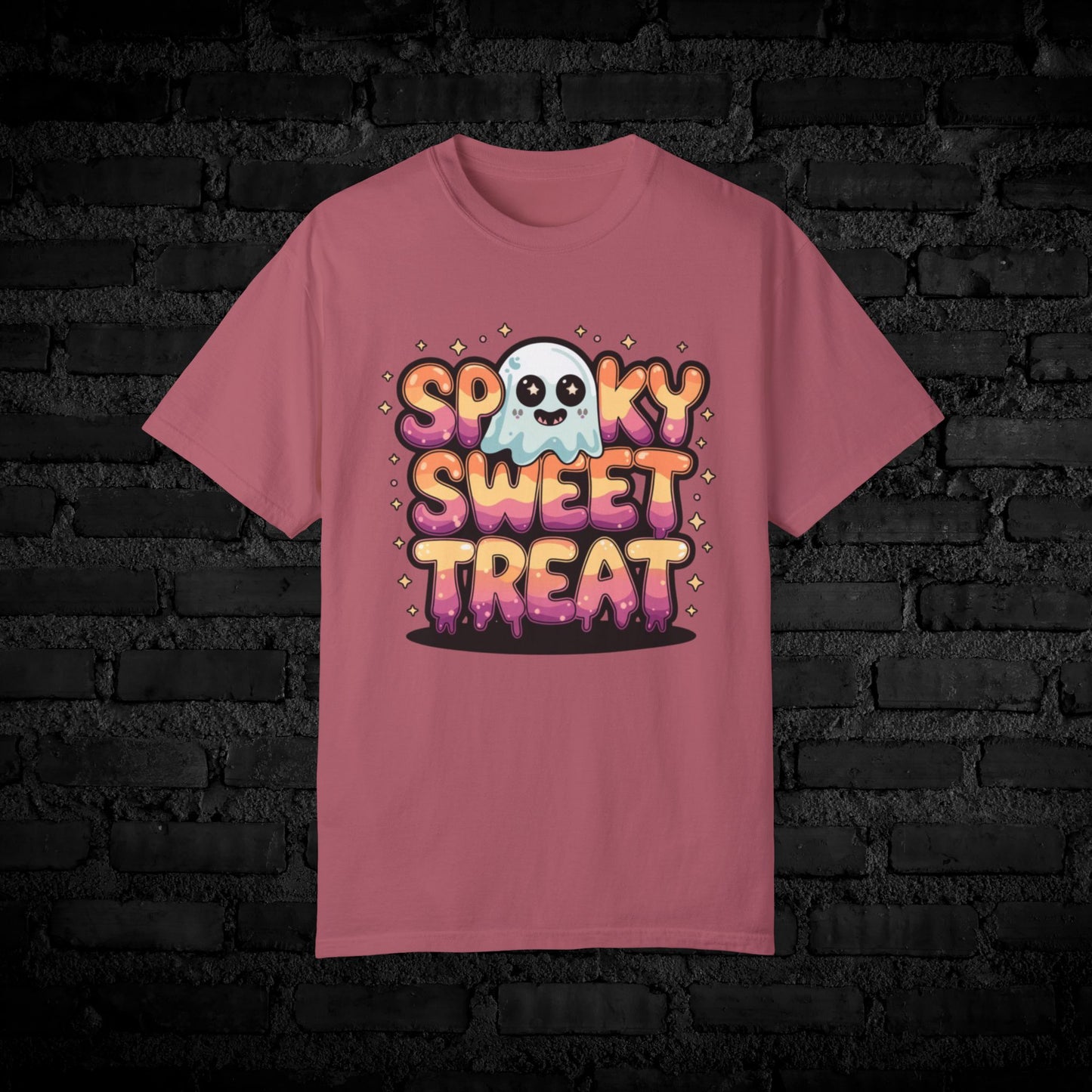 Spooky Sweet Treat T-Shirt, Cute Halloween Ghost Shirt, Kawaii Style Halloween Tee, Adorable Boo Shirt, Fun Halloween Apparel