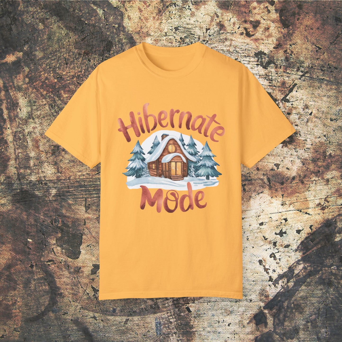 Cozy Winter Cabin T-Shirt, Hibernate Mode Graphic Tee, Winter Wonderland Shirt, Rustic Cabin Snow Design, Unisex Gift Idea