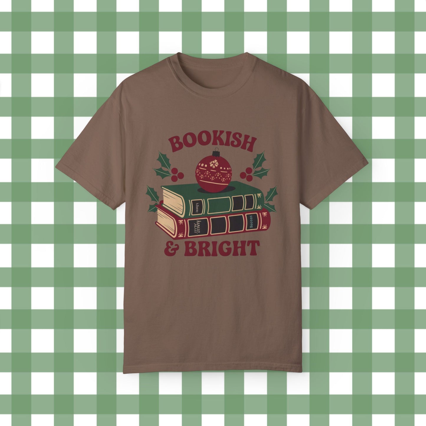 Festive Bookish and Bright Graphic Tee, Christmas Book Lover Shirt, Holiday Reading T Shirt, Cute Xmas Bookworm Top, Gift for Readers