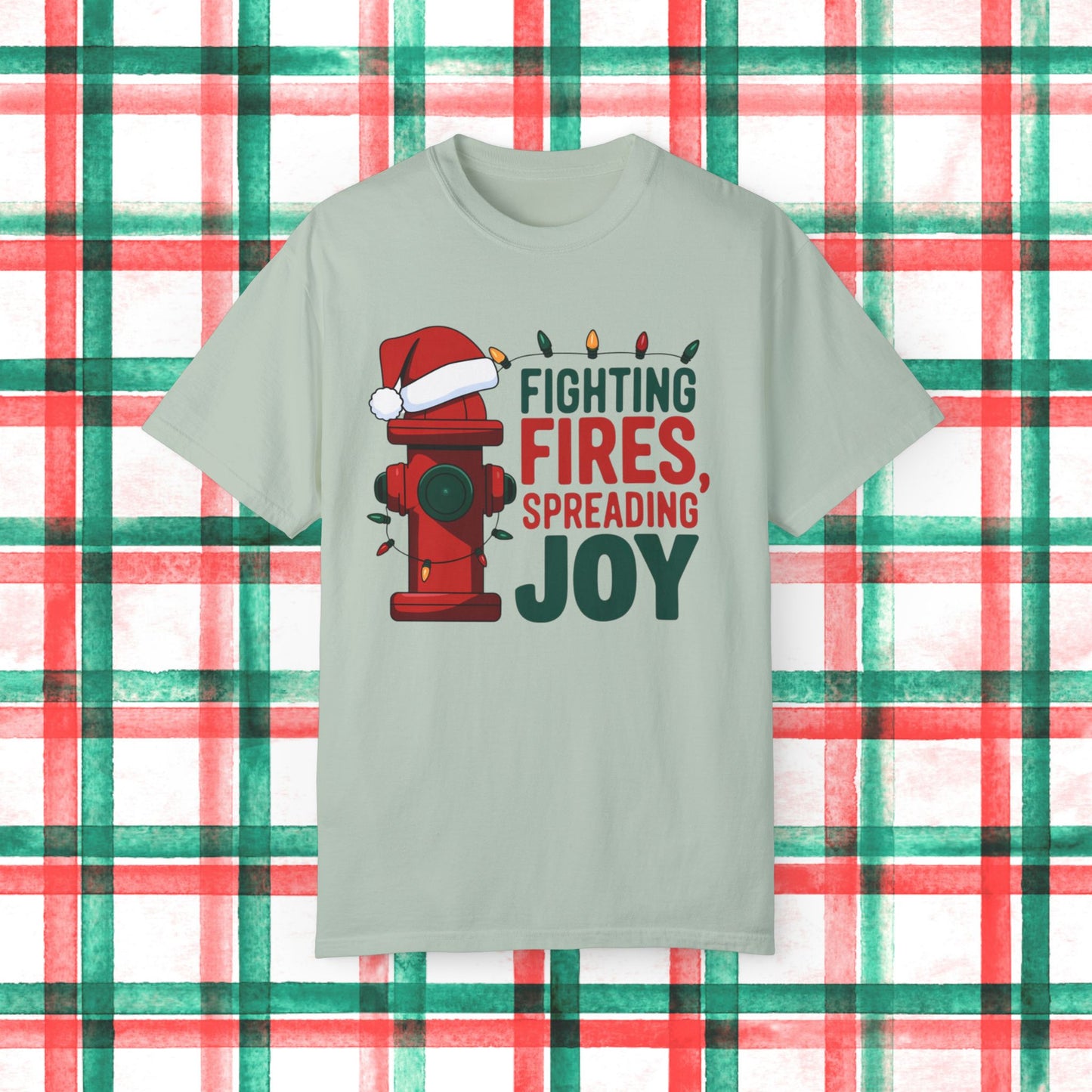 Funny Christmas Firefighter Shirt, Fighting Fires Spreading Joy T-Shirt, Firefighter Xmas Gift, Holiday Firefighter Tee