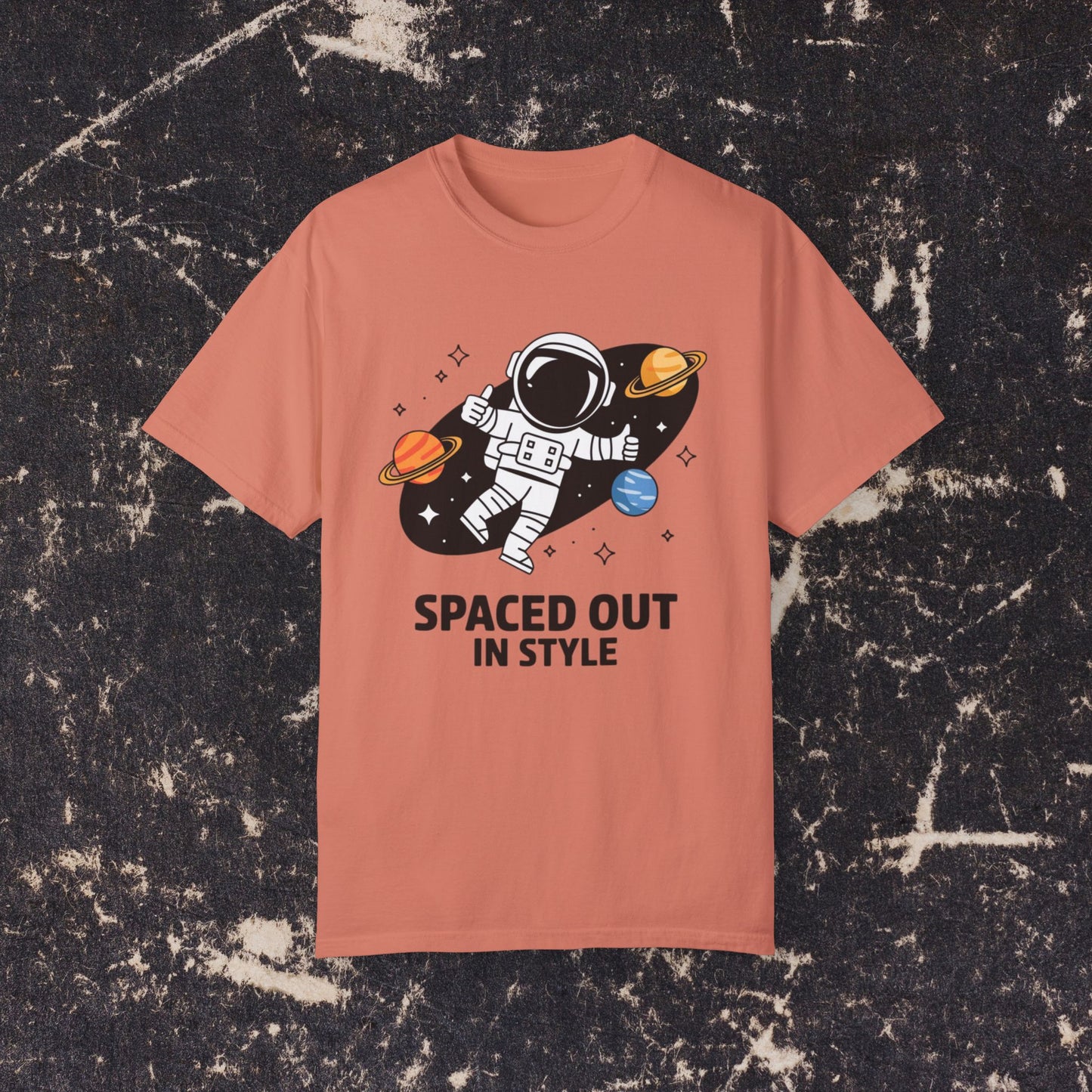 Fun Astronaut Graphic Tee, Spaced Out In Style T-Shirt, Cool Space Themed Shirt, Trendy Astronaut Design, Unique Space Gift