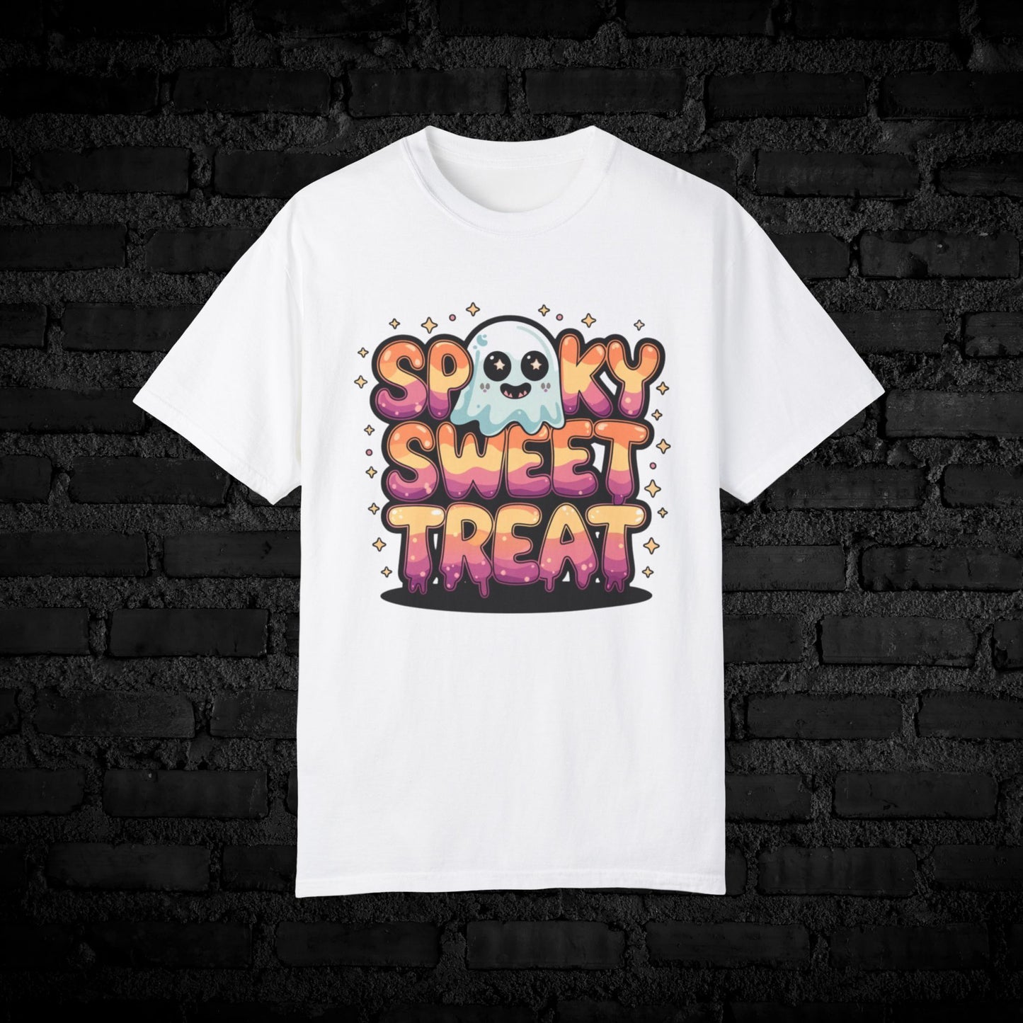 Spooky Sweet Treat T-Shirt, Cute Halloween Ghost Shirt, Kawaii Style Halloween Tee, Adorable Boo Shirt, Fun Halloween Apparel