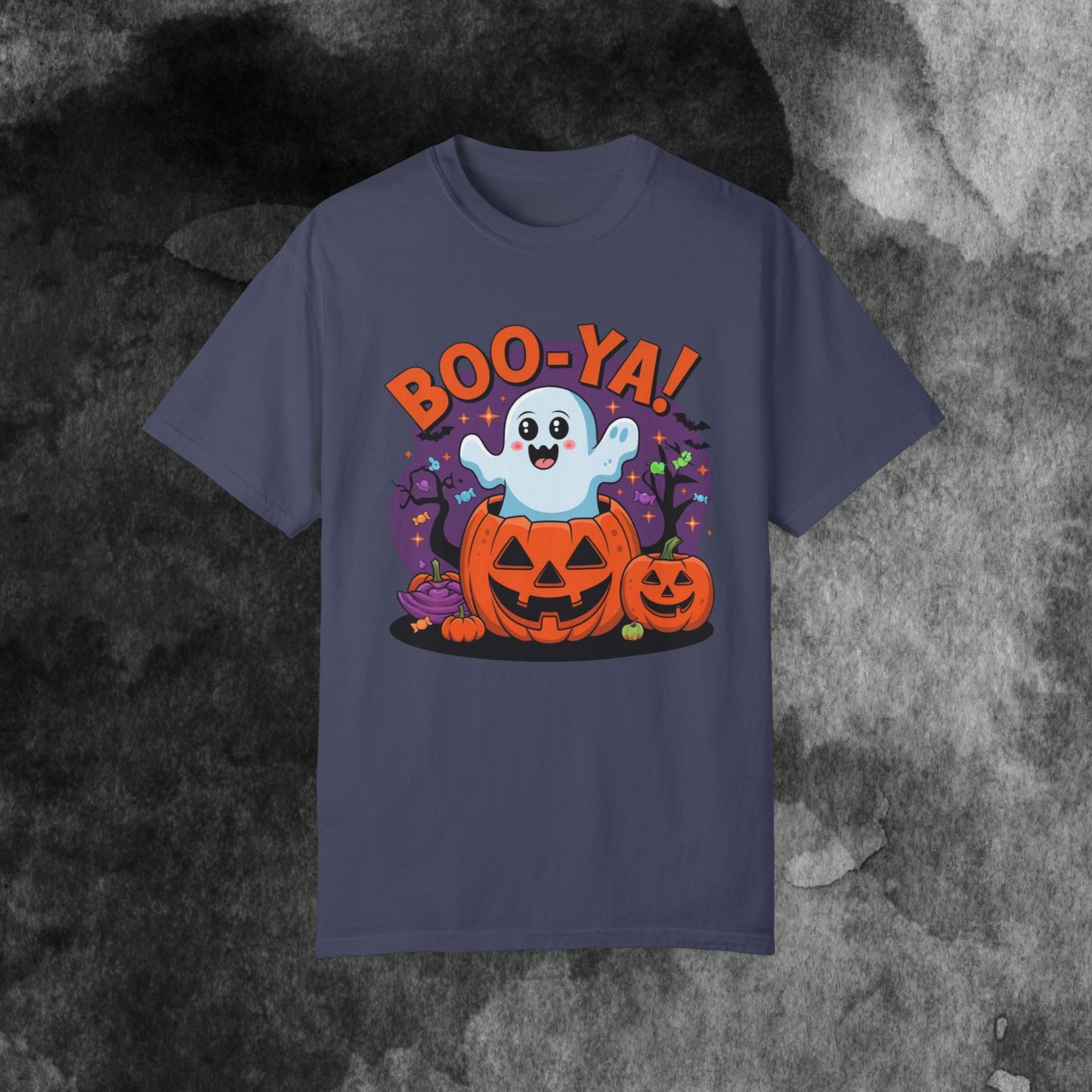 Cute Ghost Halloween T-Shirt, Boo-Ya Pumpkin Design, Spooky Halloween Shirt, Funny Ghost Tee, Halloween Party Shirt, Ghost Pumpkin Tee