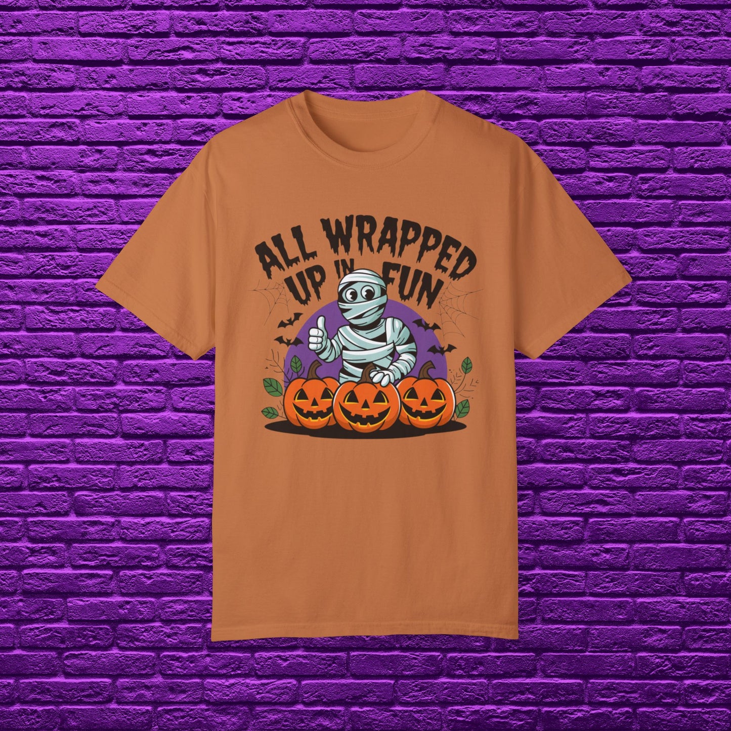 Mummy Halloween T-Shirt, All Wrapped Up In Fun Shirt, Funny Halloween Tee, Cute Halloween Mummy Design, Pumpkin Halloween Shirt