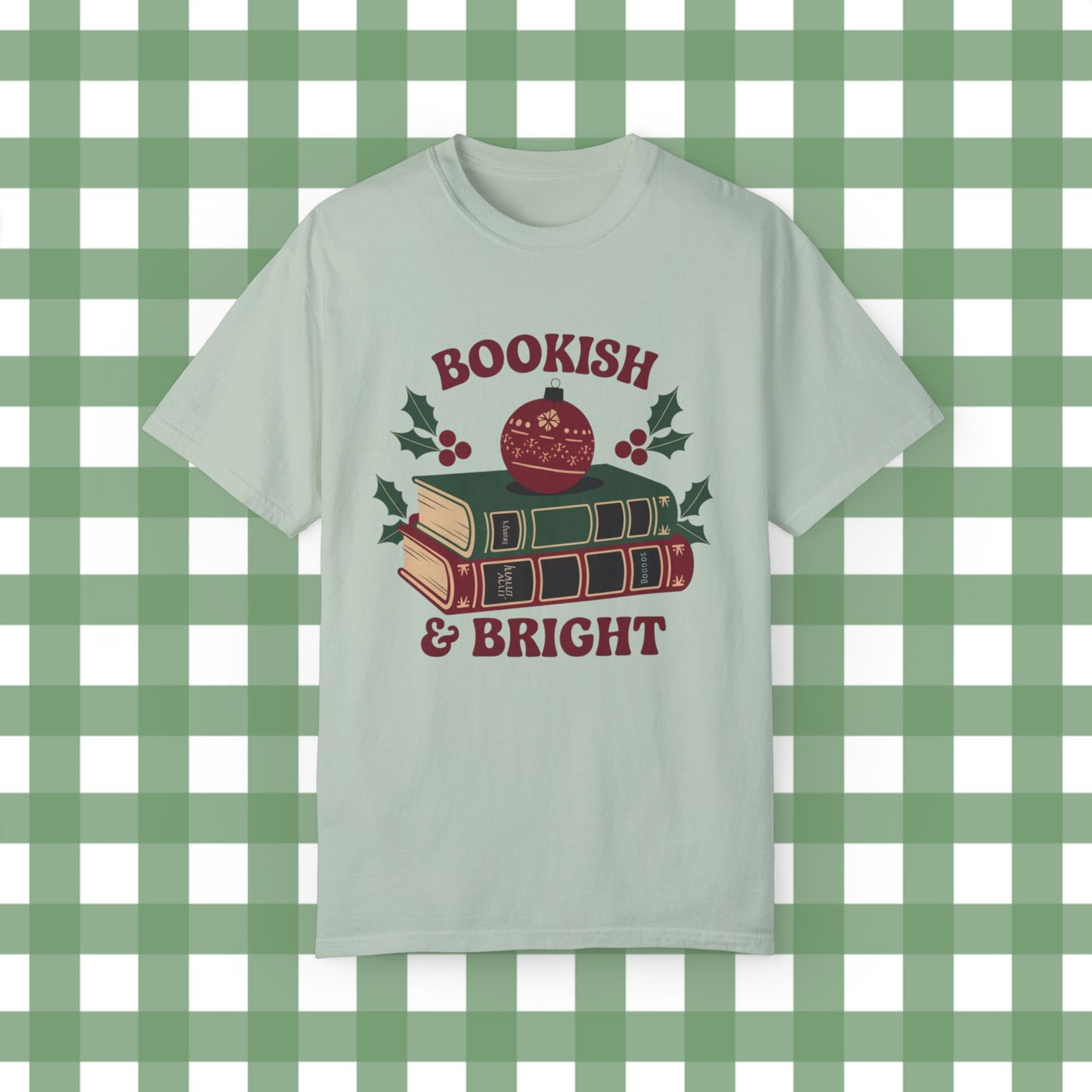 Festive Bookish and Bright Graphic Tee, Christmas Book Lover Shirt, Holiday Reading T Shirt, Cute Xmas Bookworm Top, Gift for Readers