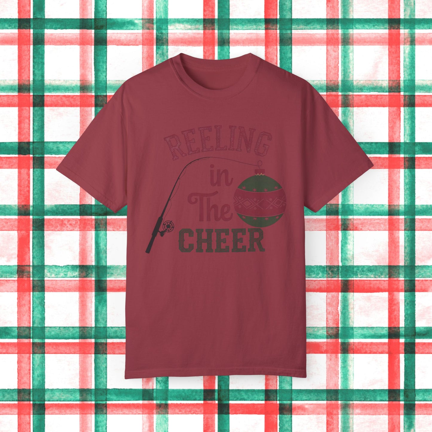 Reeling in The Cheer Fishing Christmas T-Shirt, Funny Holiday Fishing Tee, Christmas Gift for Fishermen, Xmas Fishing Shirt