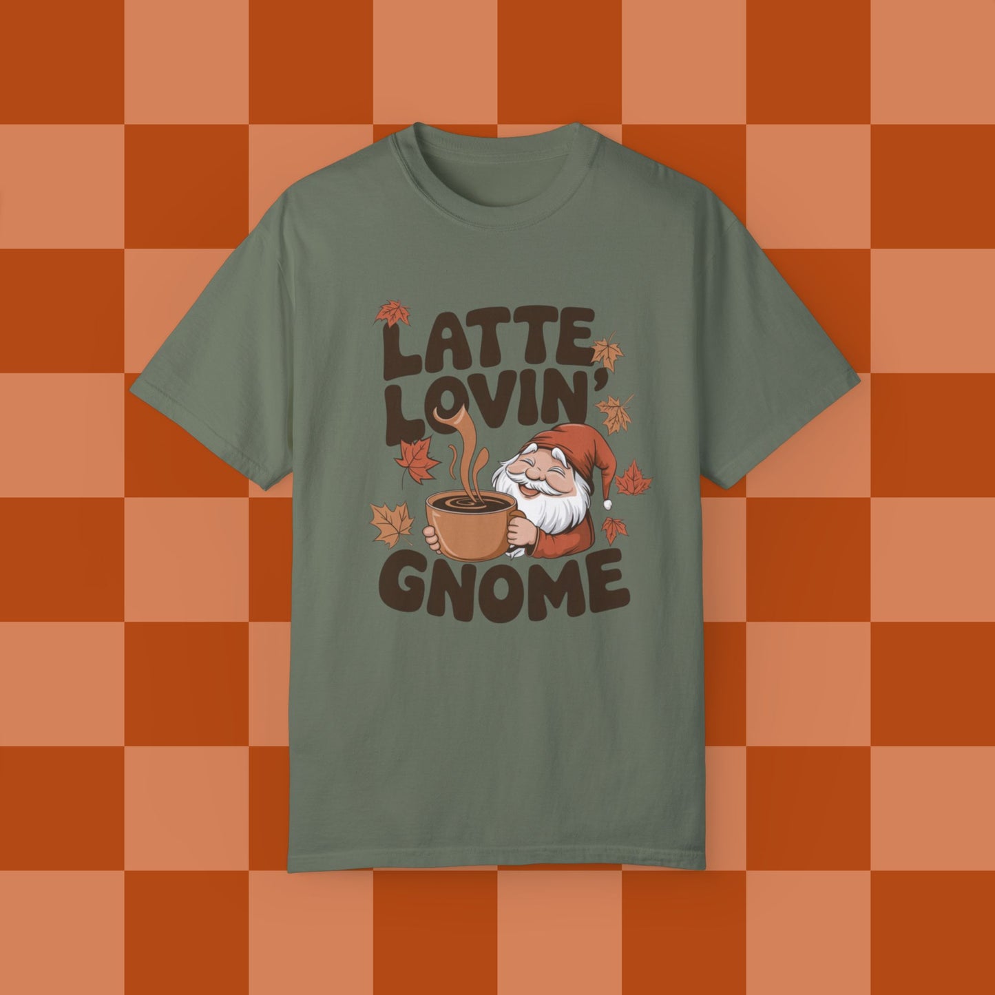 Latte Lovin Gnome T-Shirt Cute Coffee Lover Shirt Fall Gnome Graphic Tee Latte Lover TShirt Gift for Coffee Enthusiasts