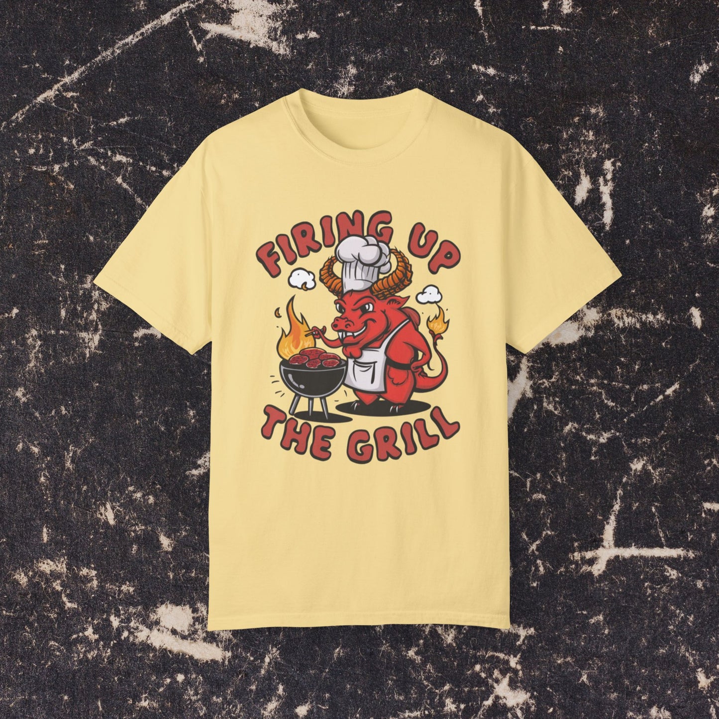 Funny BBQ T-Shirt, Firing Up The Grill Shirt, Grill Master Tee, Chef Demon Graphic Shirt, Summer BBQ Shirt, Cookout T-Shirt