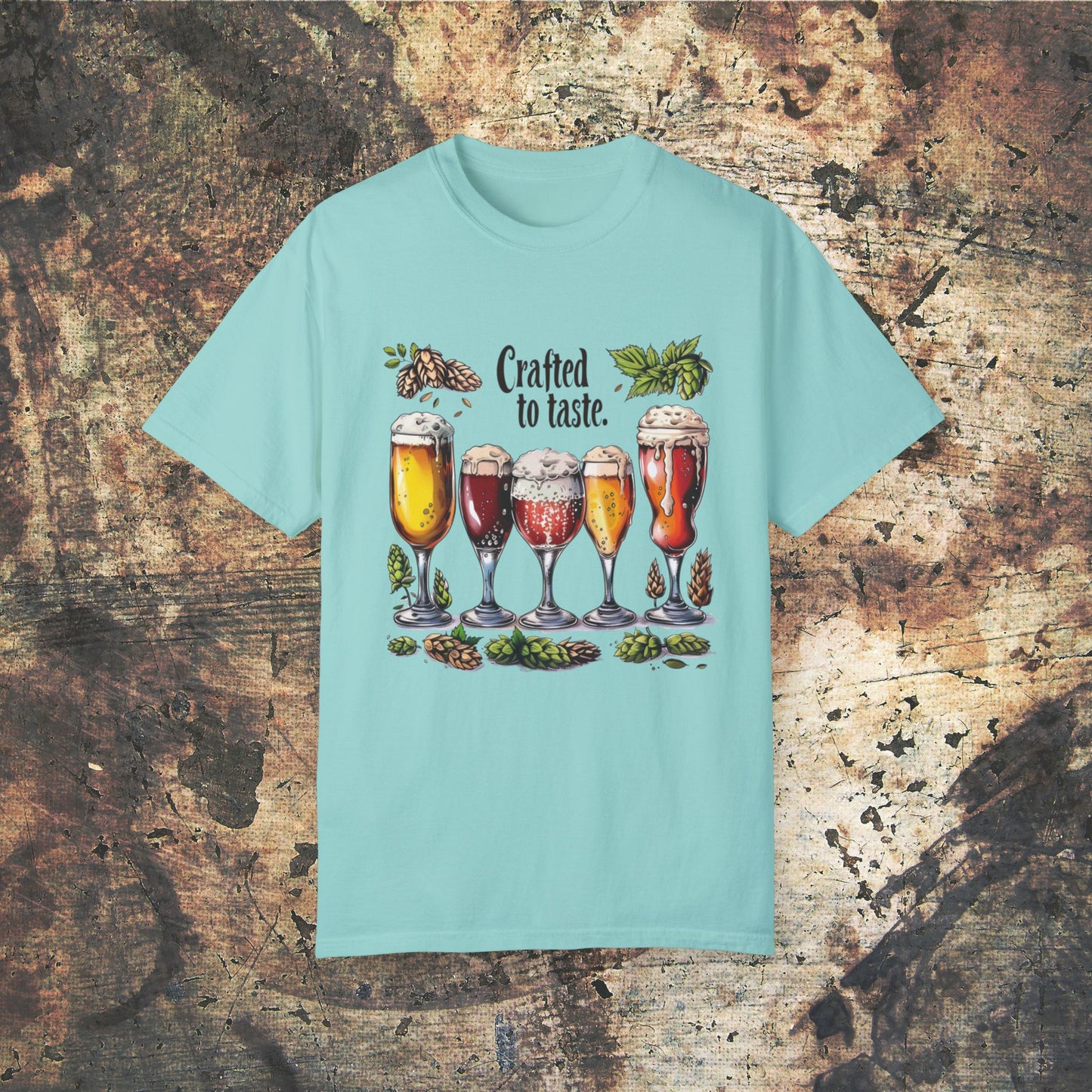 Crafted to Taste T-Shirt Fun Beer Lover Design Beer Glasses Art Shirt Brewery Hops Graphic Tee Unique Gift for Beer Enthusiasts