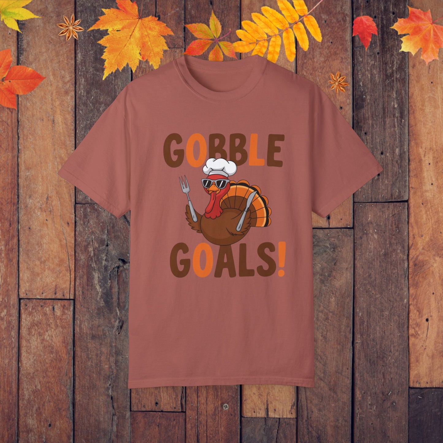 Thanksgiving Turkey Shirt, Gobble Goals Funny Tee, Cute Thanksgiving T-Shirt, Turkey With Forks, Thanksgiving Humor Tee